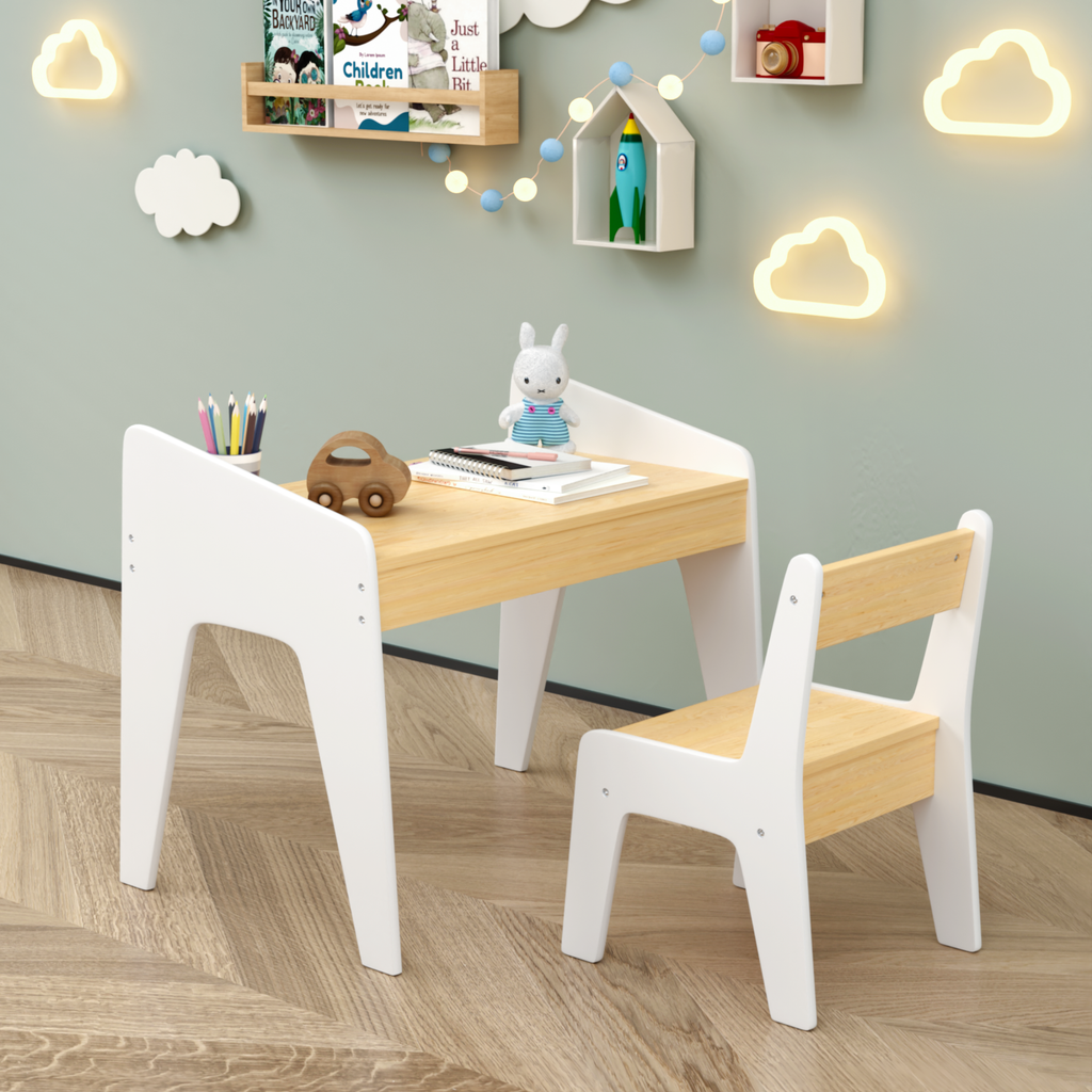 Kids Wooden Table Set with One Chair