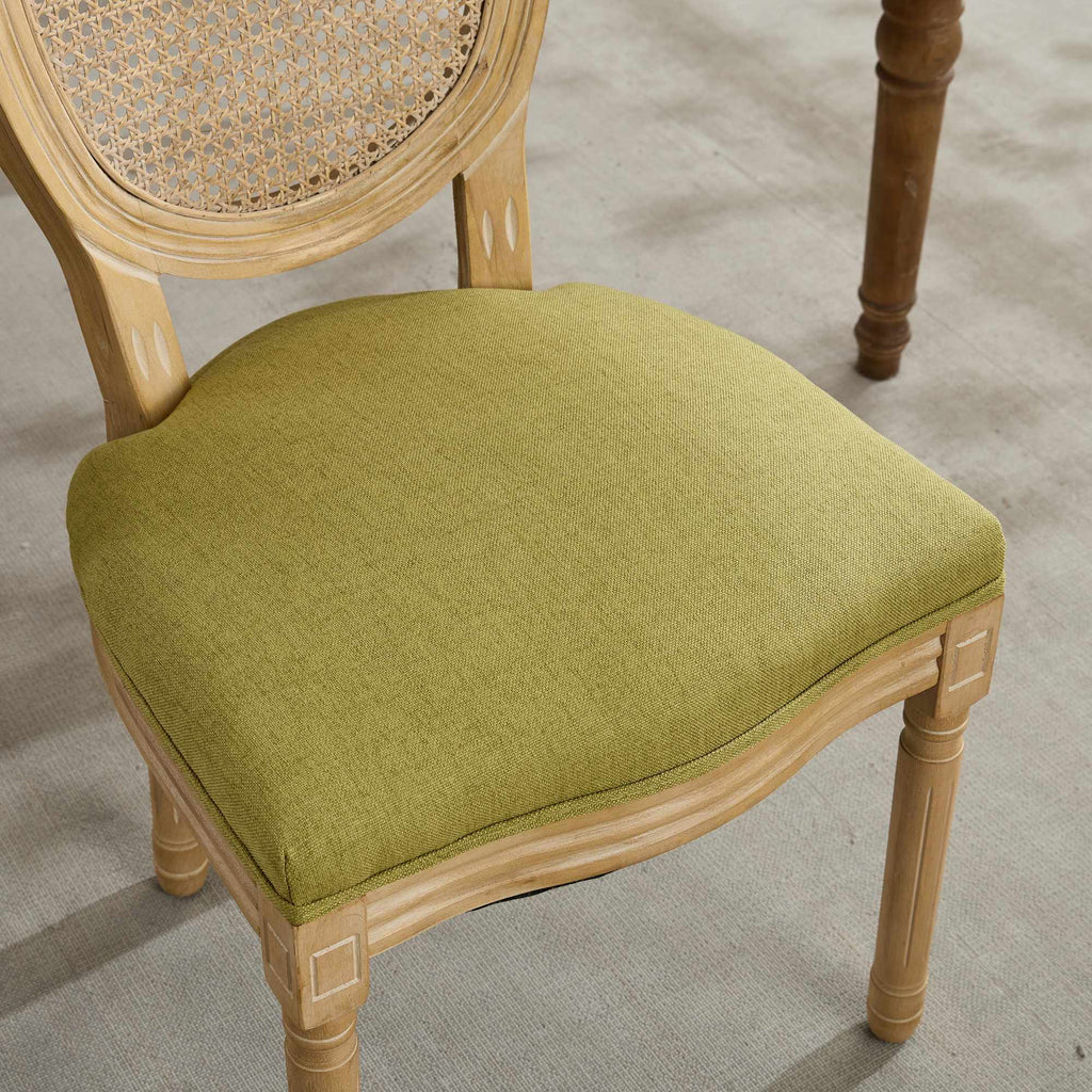 French Style Solid Wood Frame Linen Fabric Dining Chair (Set of 2)