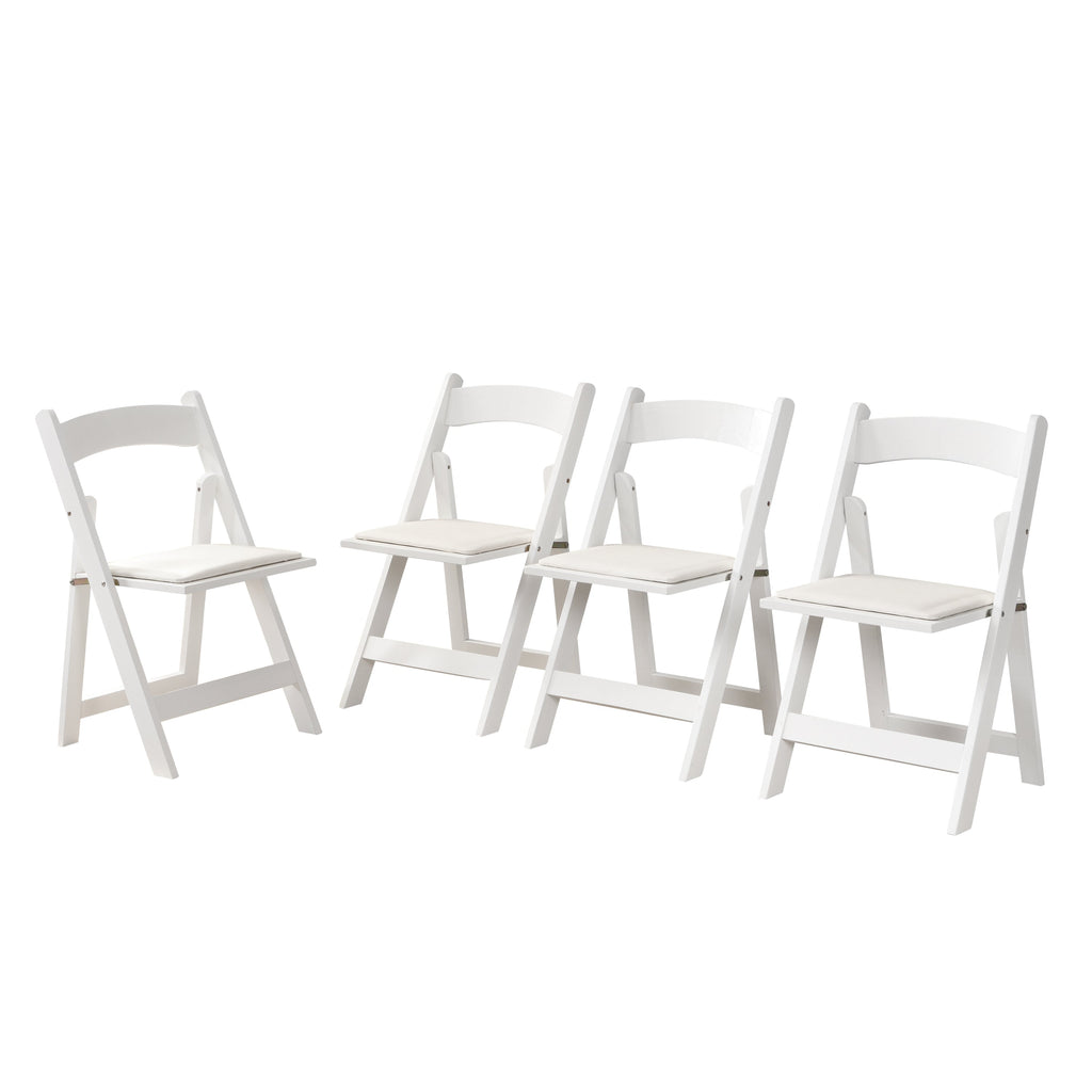 Set of 4 Folding Chairs Cushioned Solid Wood Space-Saving Dining Chairs