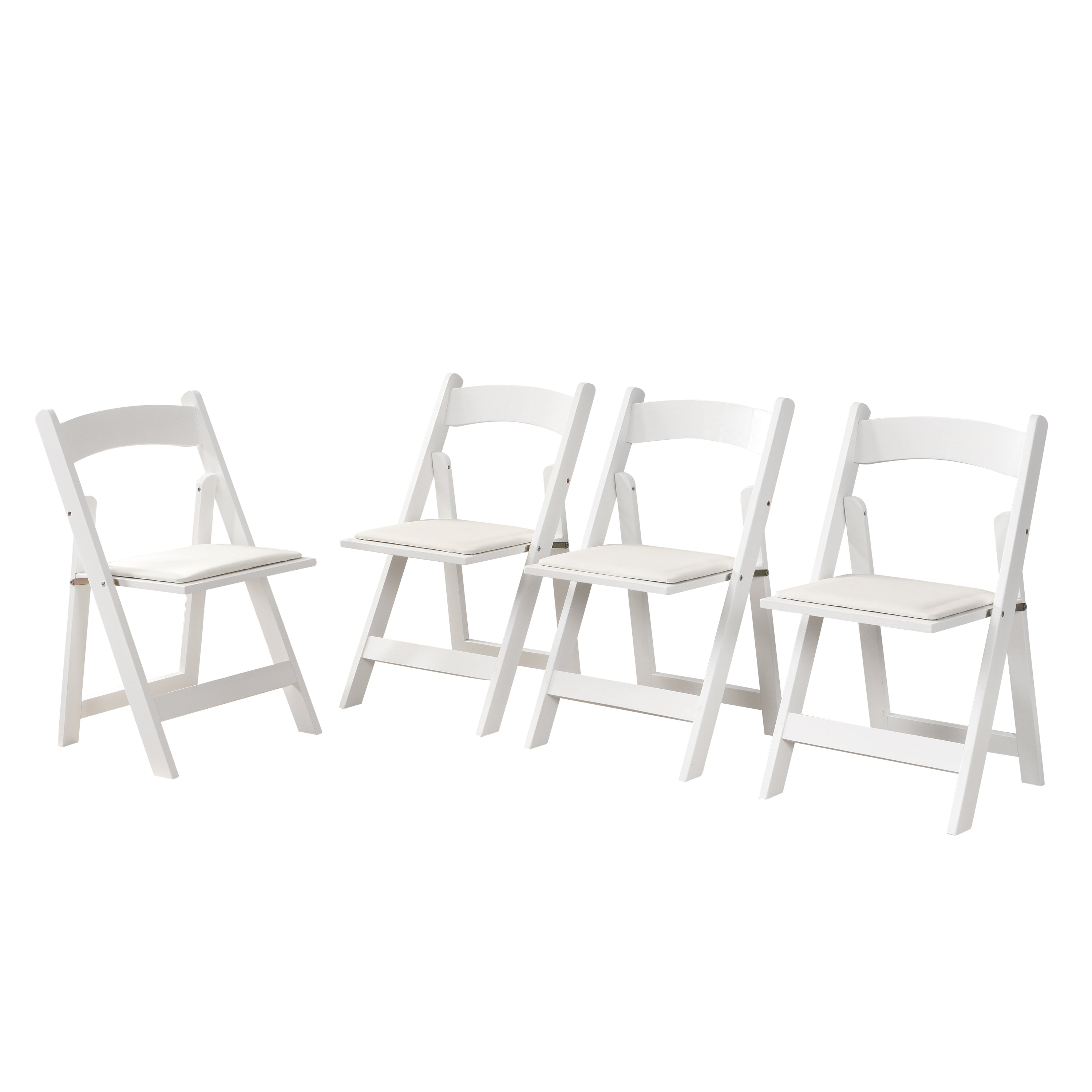 Set of 4 Folding Chairs Cushioned Solid Wood Space-Saving Dining Chairs