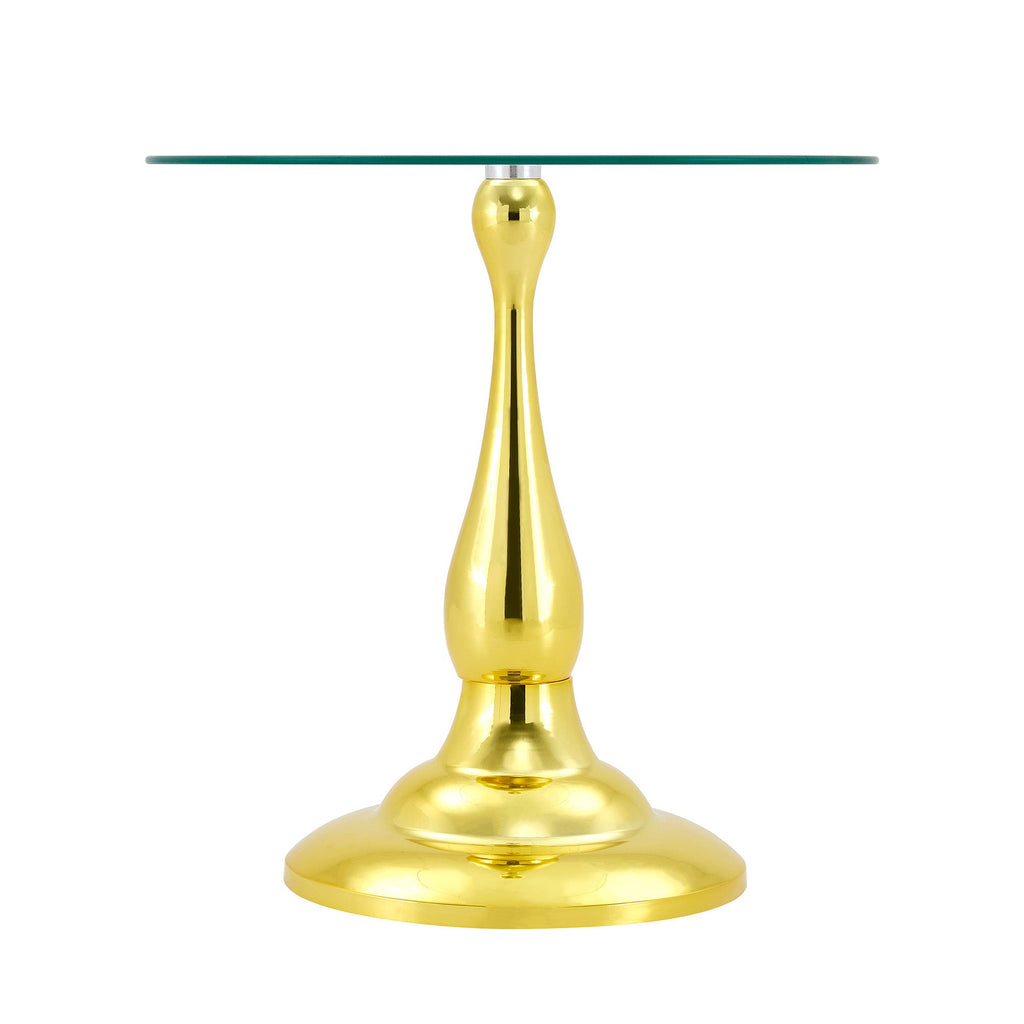 20" Small Luxury Metal Round Side Table with a Glass Top