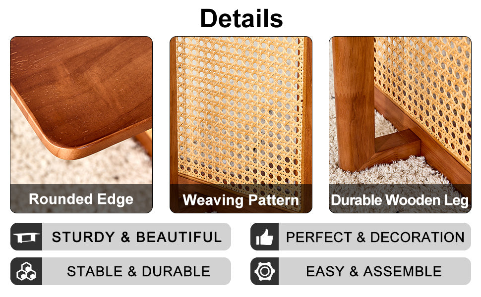 Chinese Style Rattan Solid Wood Coffee Low Table