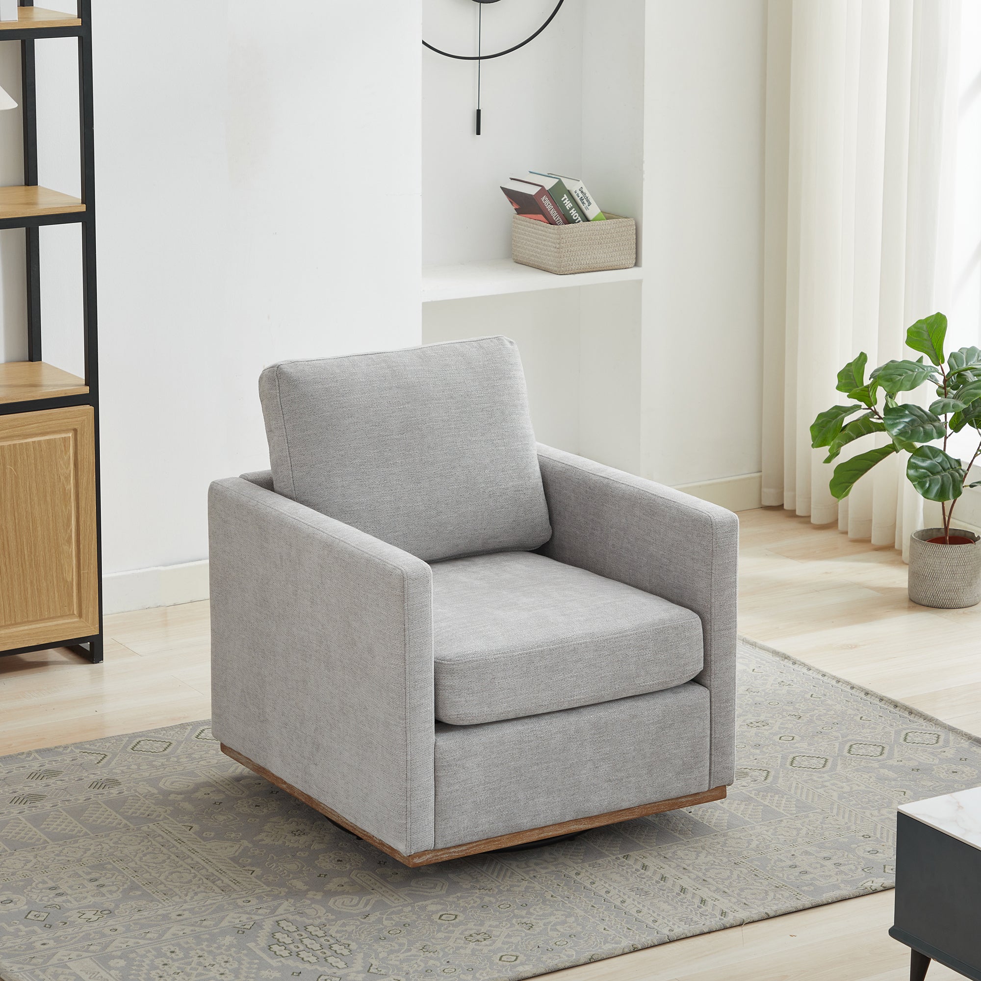 Modern Square Chenille Upholstered Swivel Accent Chair