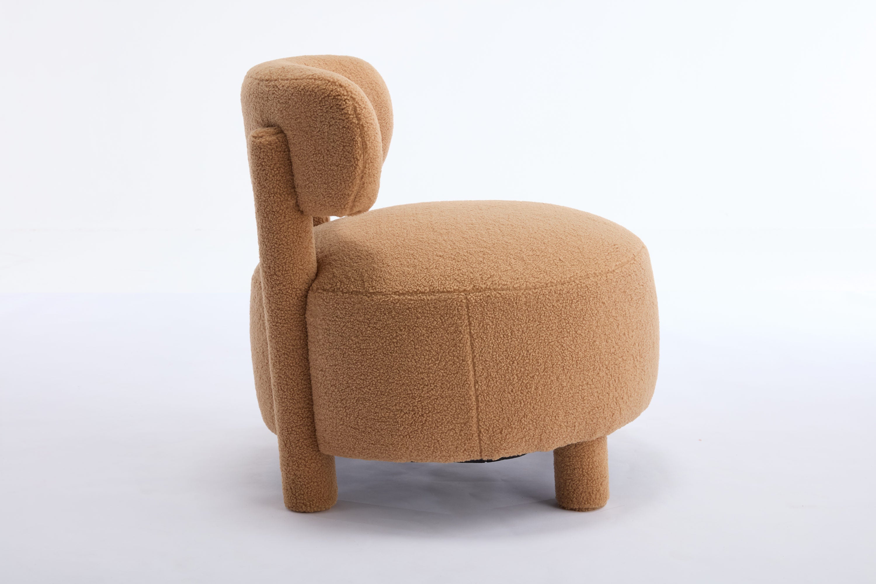 Fur/Teddy Fabric Armless Accent Chair with Curved Backrest