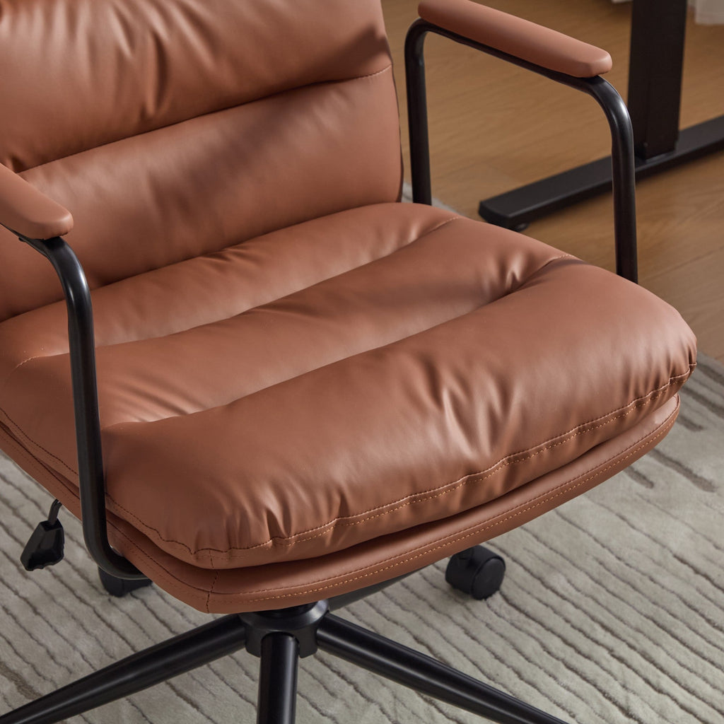 Mid Back Home Office Ergonomic PU Leather Computer Rolling Swivel Chair