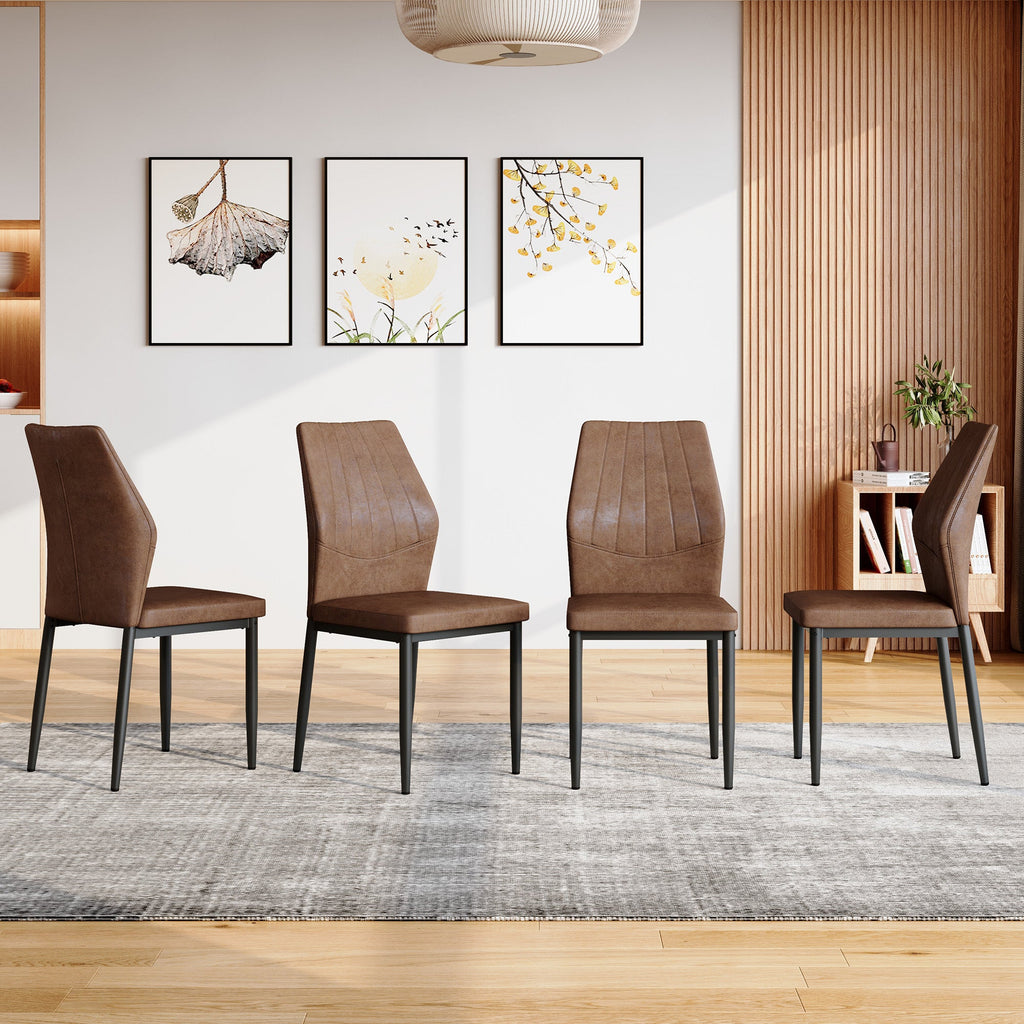 Brown Black Dining Chairs with Shell (Set of 4)