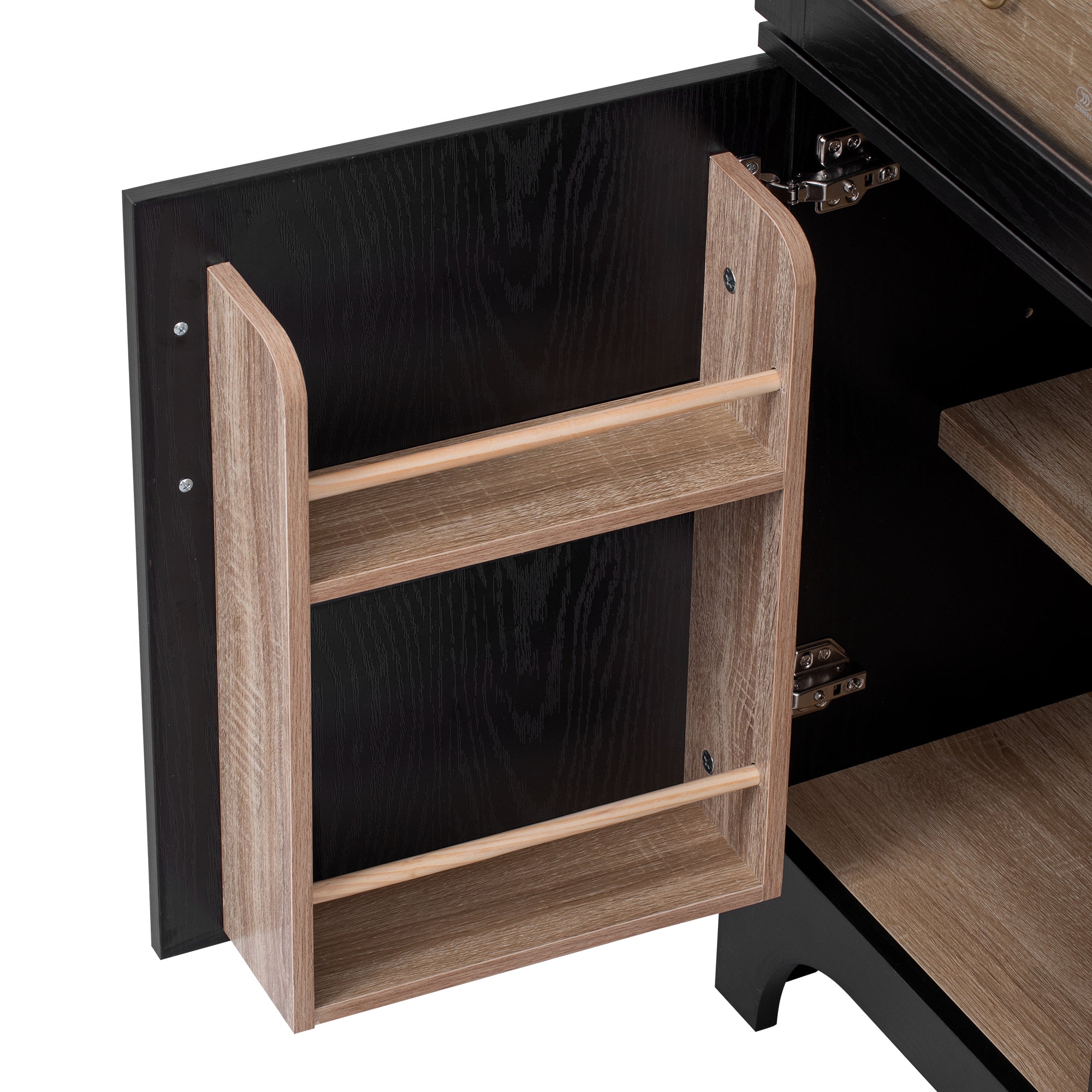 71" Tall Arched Farmhouse Kitchen Pantry Cabinet with Door Shelves