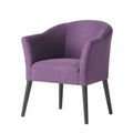 Plum Fabric Arm Chair with Wooden Legs and Cushioned Seat