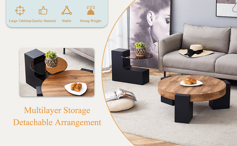 Modern Simple Double-Layer Round Coffee Table
