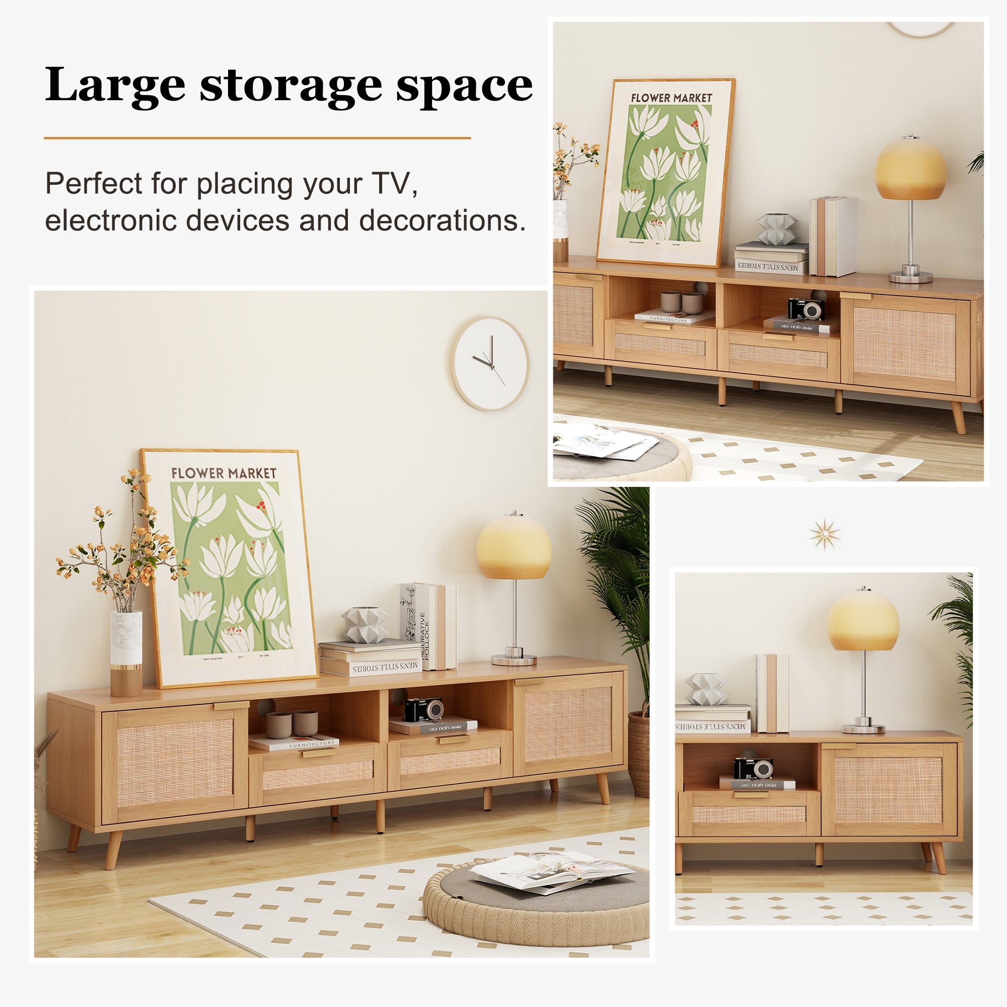 Modern Rattan TV Stand for TVs