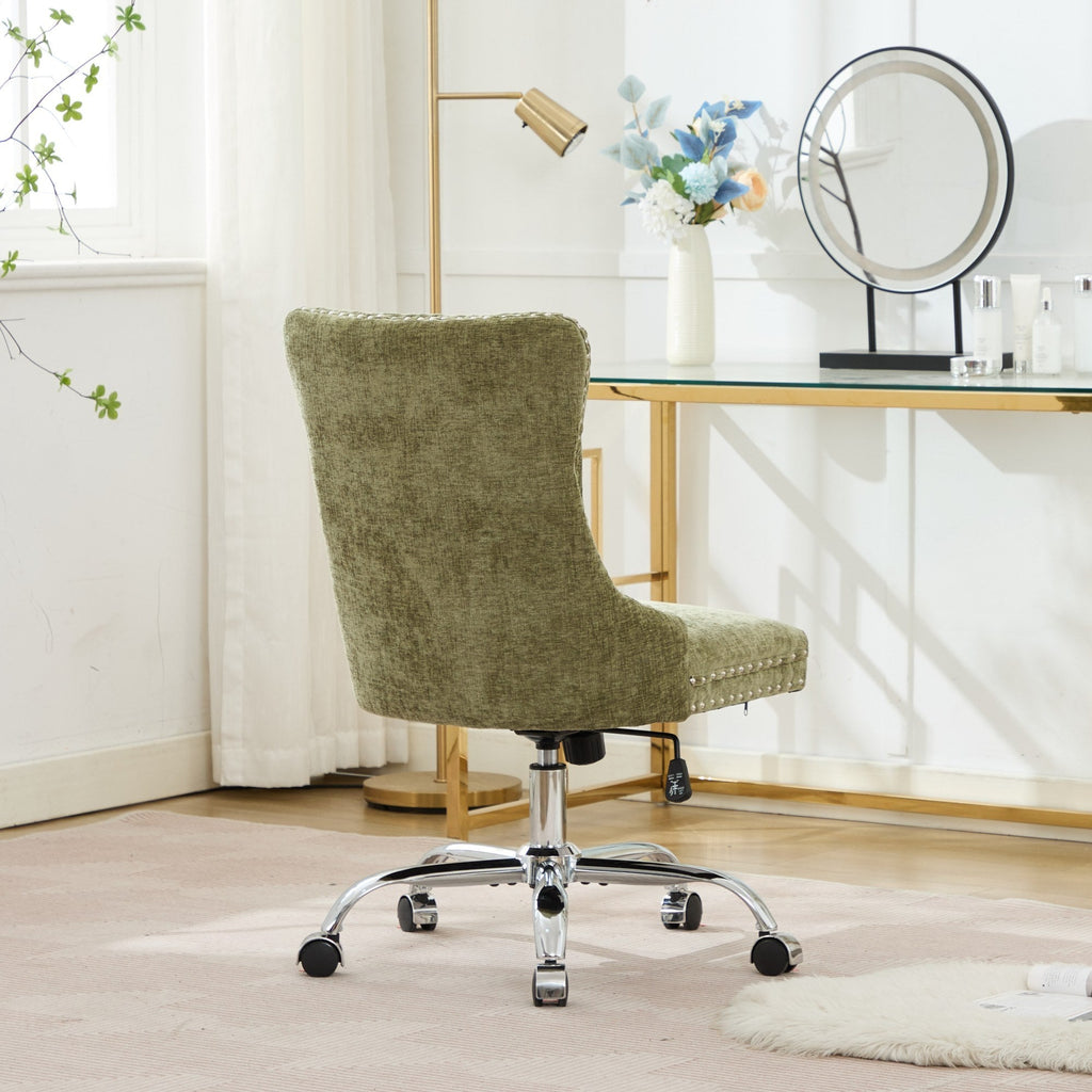 Modern Chenille Upholstered Tufted Button Home Office Chair