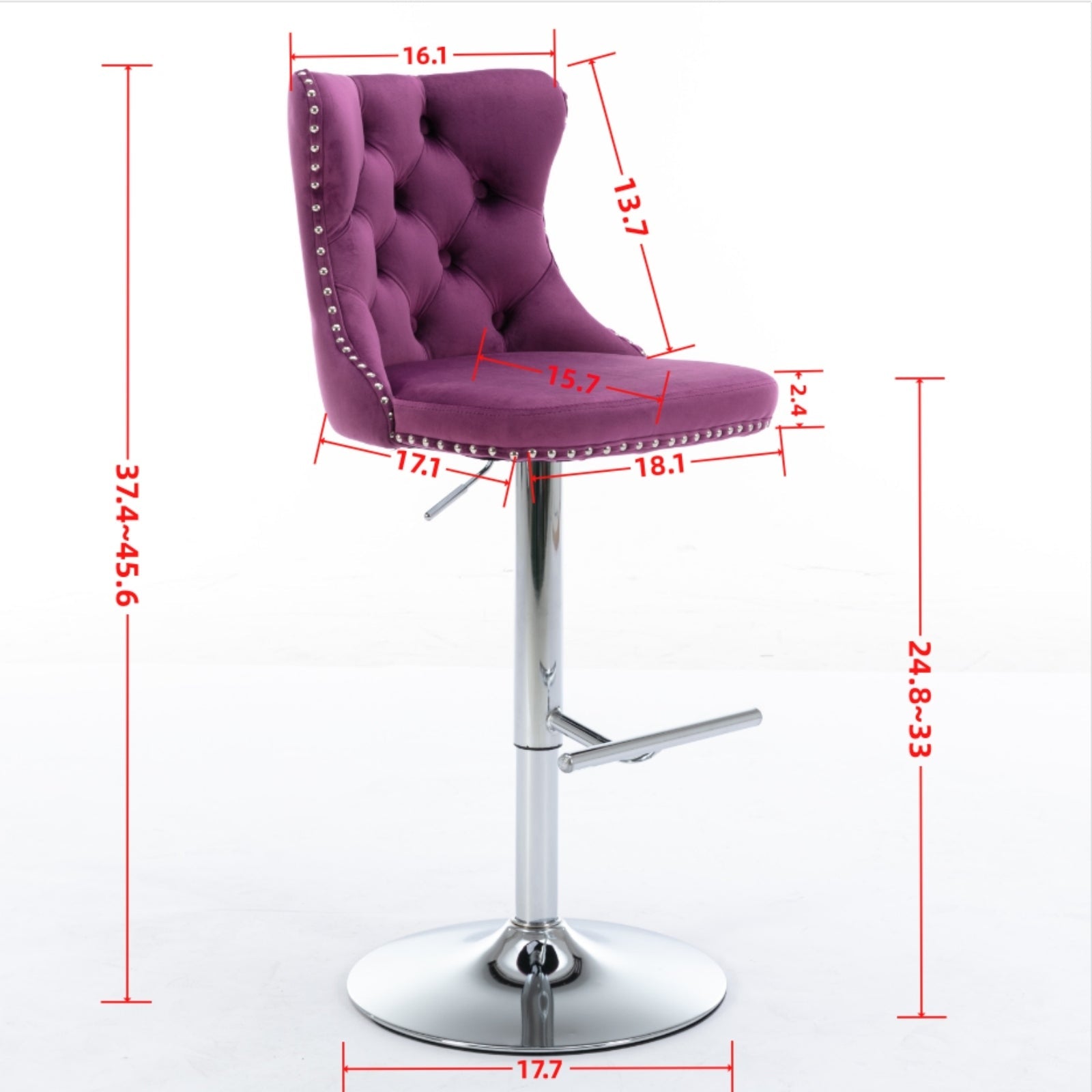 25-33 Inch Modern Velvet Swivel Barstools (Set of 2)