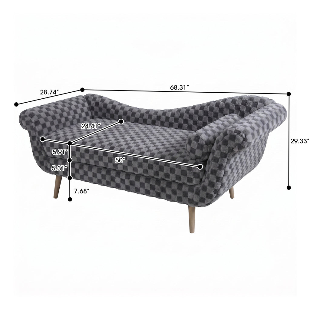 Classic Diamond Pattern Fabric Paired with Elegant Scroll Arms
