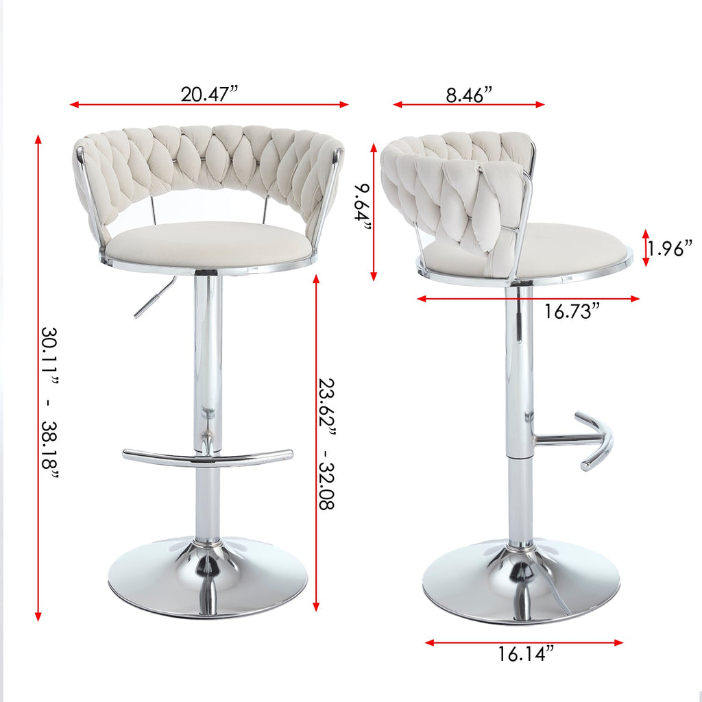 2PCS Metal Bar Stools with Chrome Footrest and Base