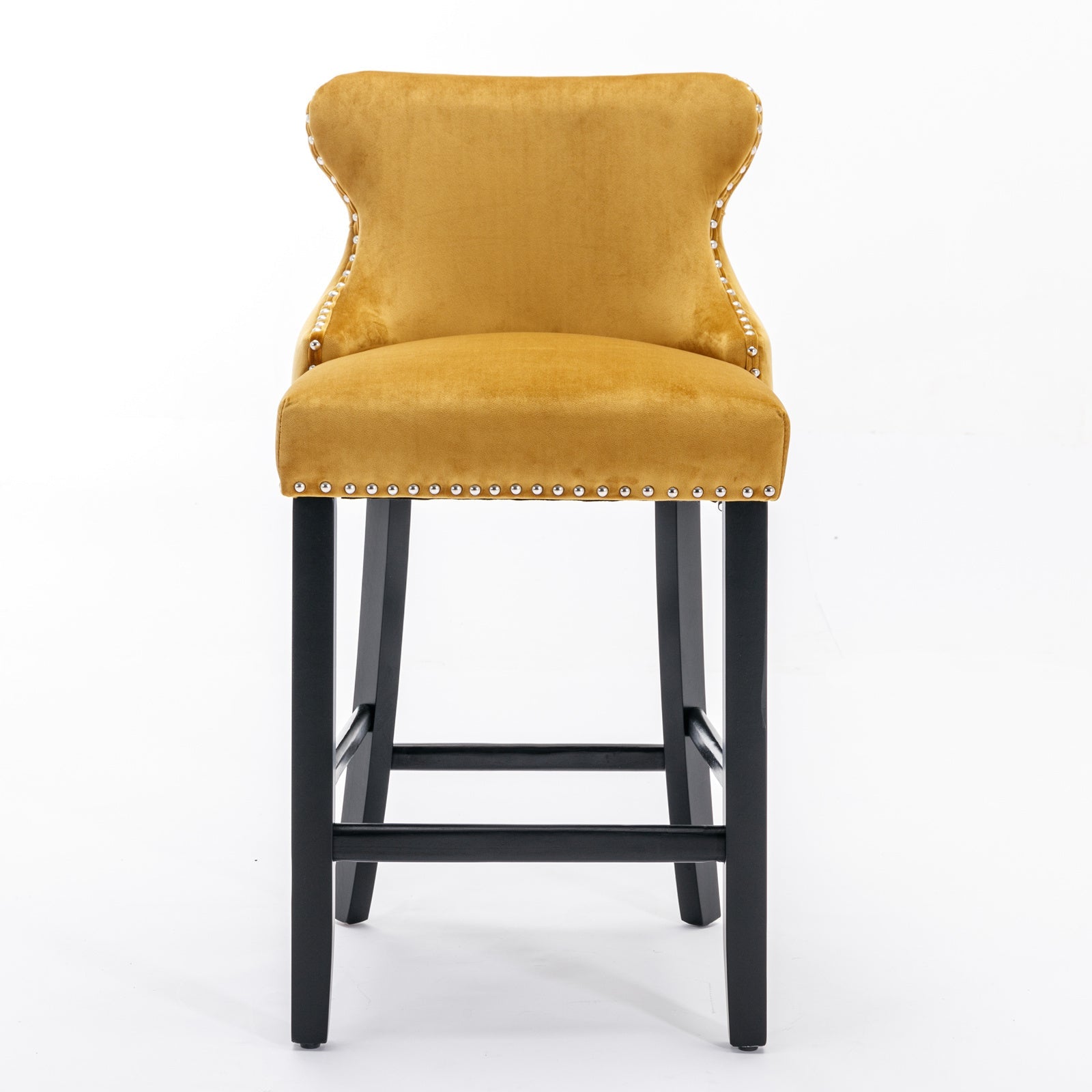 Leisure Style Velvet Upholstered Wing-Back Barstools (Set of 2)