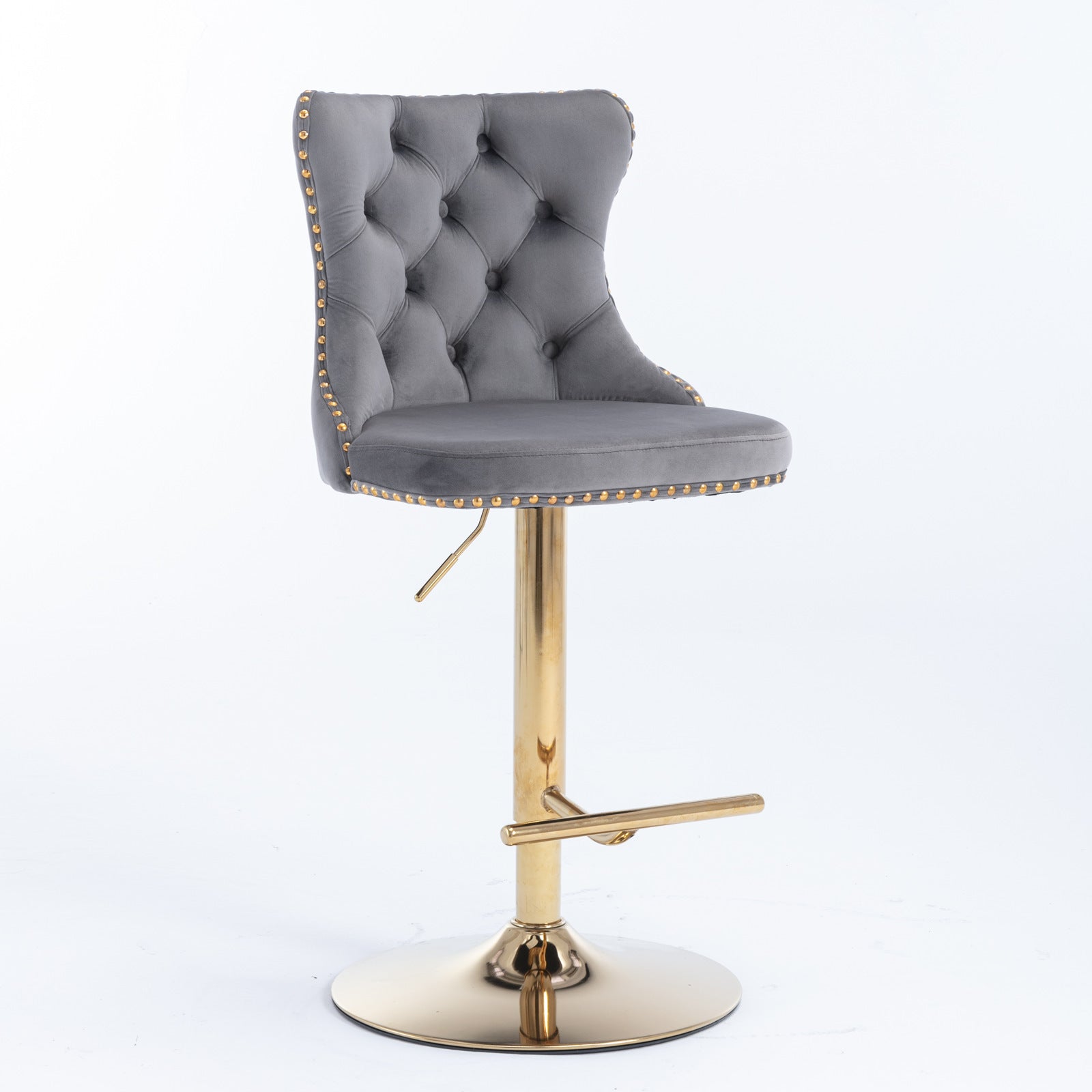 Modern Golden Swivel Velvet Barstools（Set of 2）