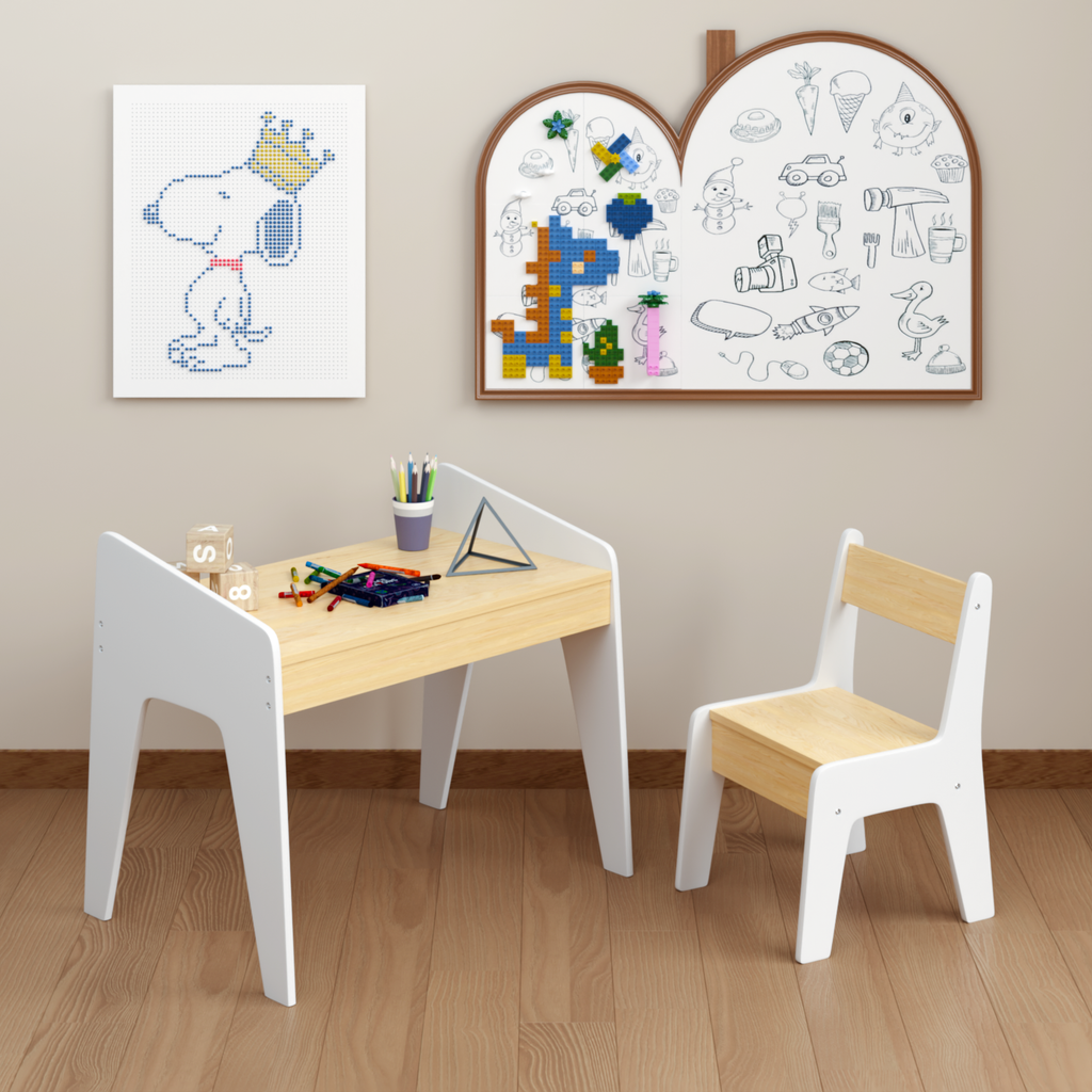Kids Wooden Table Set with One Chair