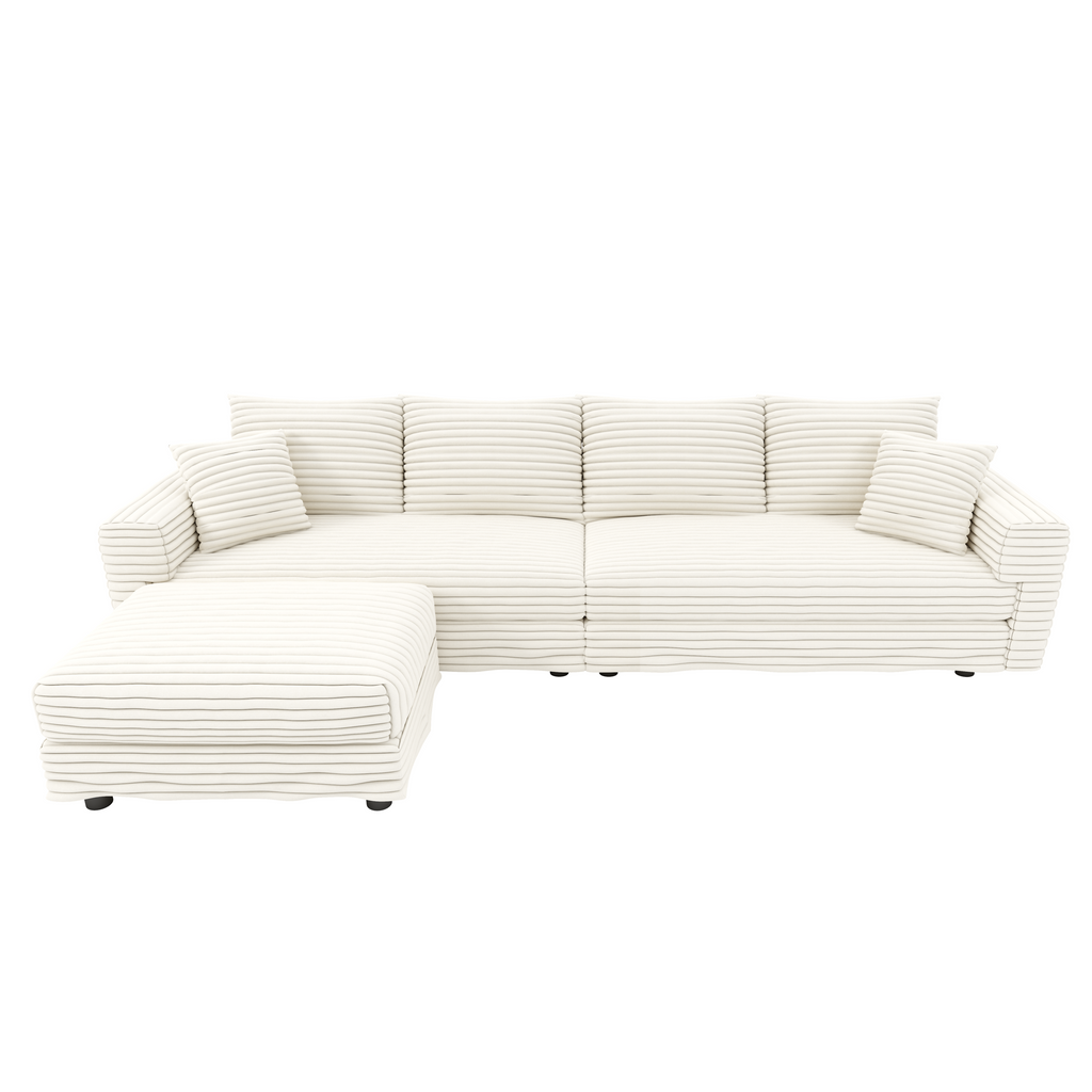 82.7' Modern Comfy Cloud Couch Sofa with Soft Pillows + Ottomans Option