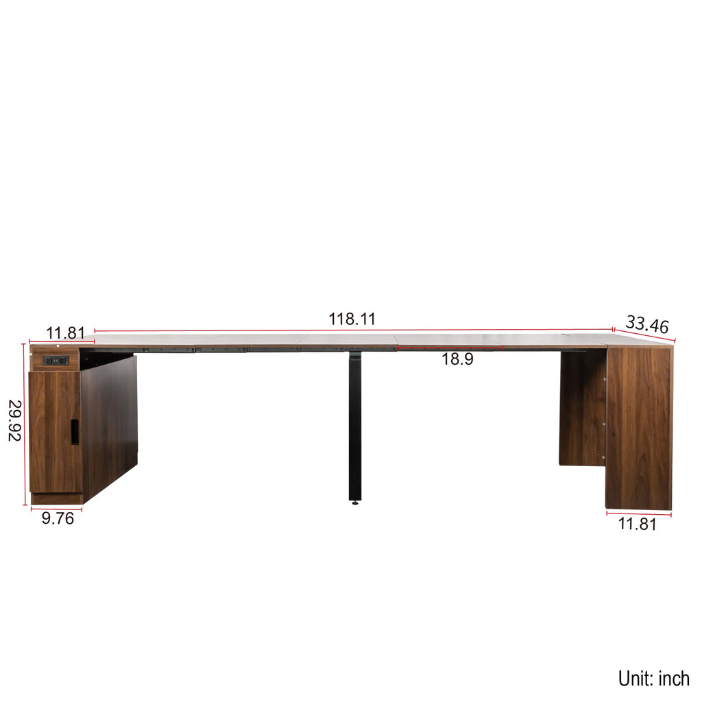 Modern Multifunctional Extendable Dining Table with Outlet