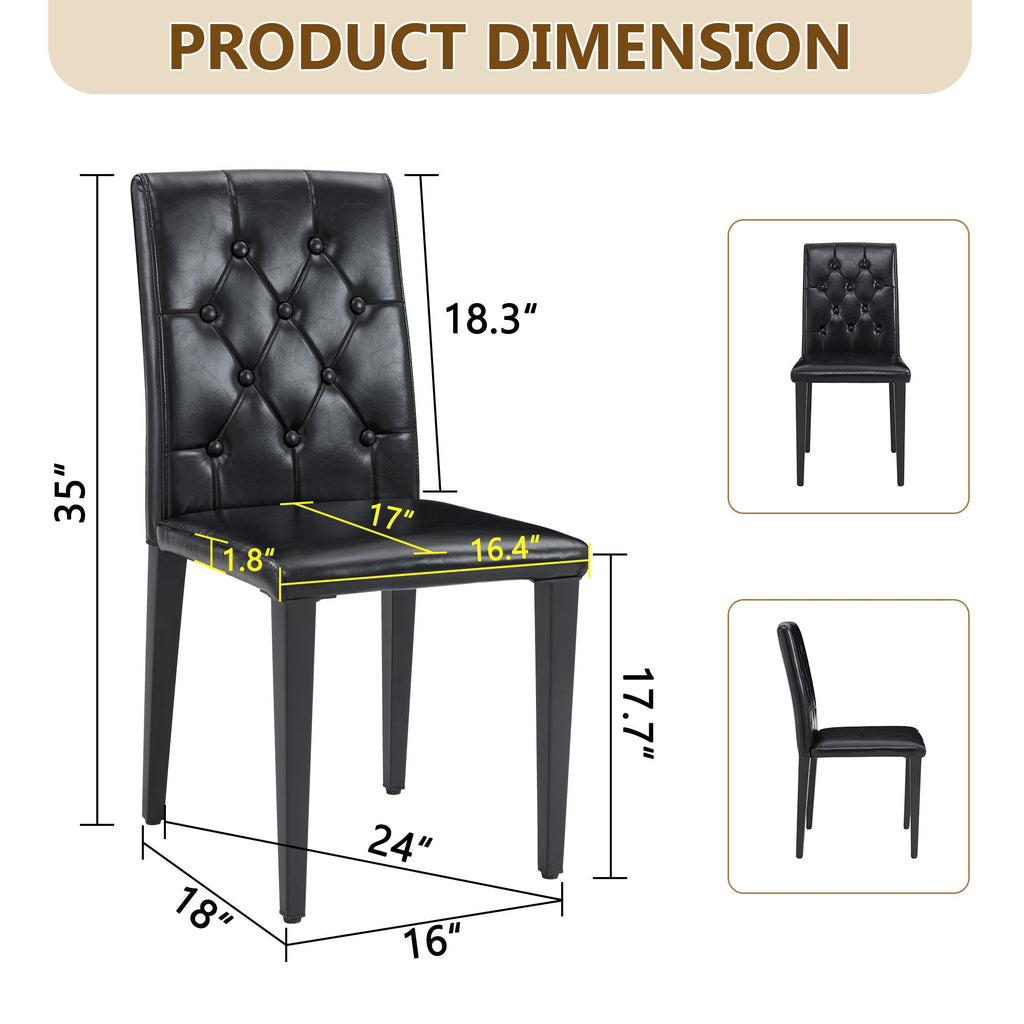 35 Inches Black PU Dining Chairs (Set of 4)
