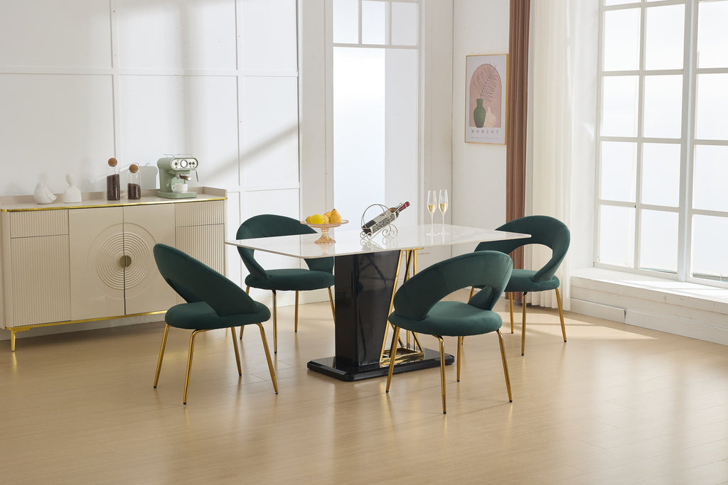 Velvet/Teddy Fabric Dining Chairs with Curved Backrest
