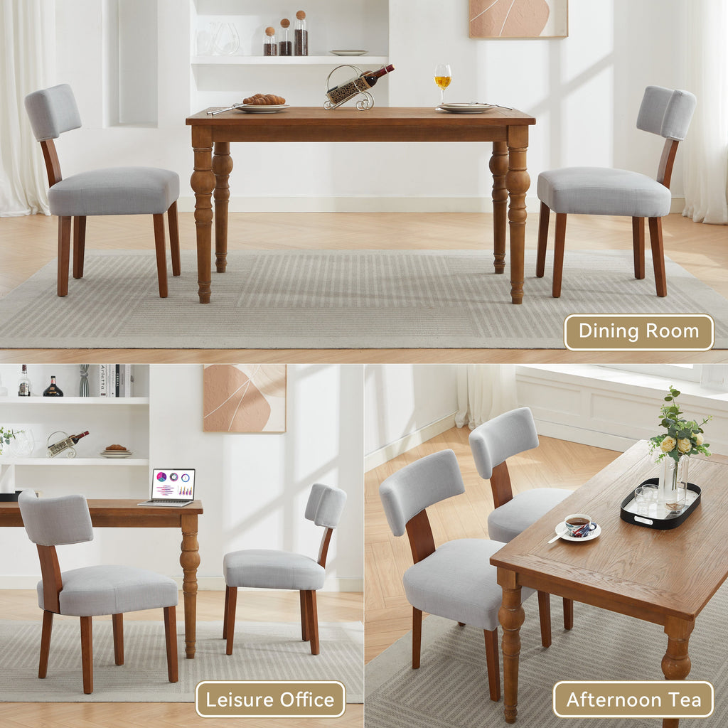 2Pcs  Modern Armless Dining Chairs With Curved Wingback and Solid Wooden Legs