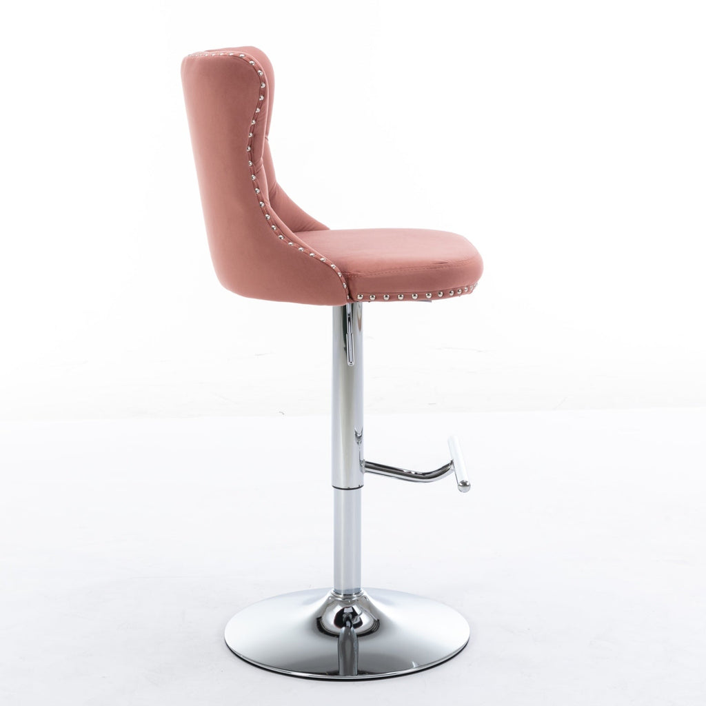 25-33 Inch Modern Velvet Swivel Barstools (Set of 2)