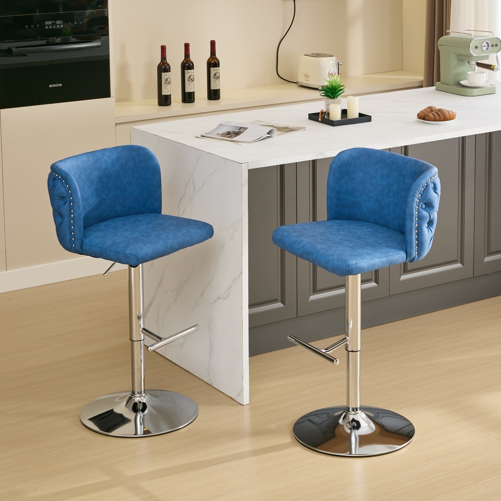 Modern PU Upholstered Bar Stools (Set of 2)