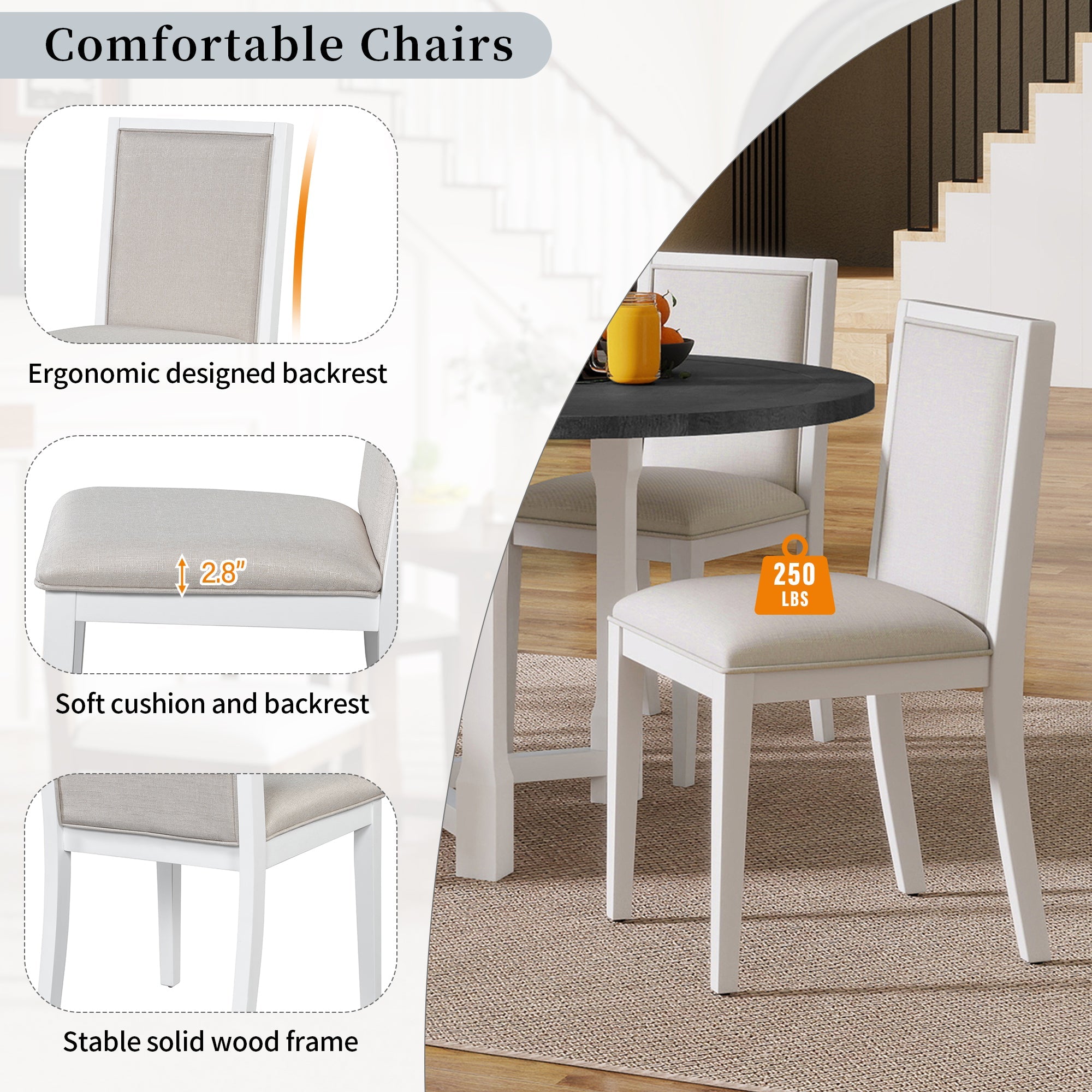 5-Piece Extendable Dining Table Set with Removable Leaf
