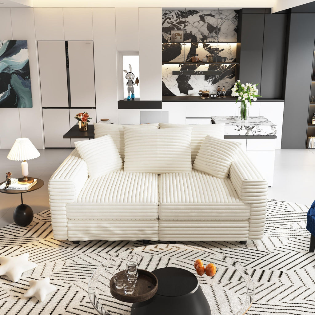 82.7' Modern Comfy Cloud Couch Sofa with Soft Pillows + Ottomans Option