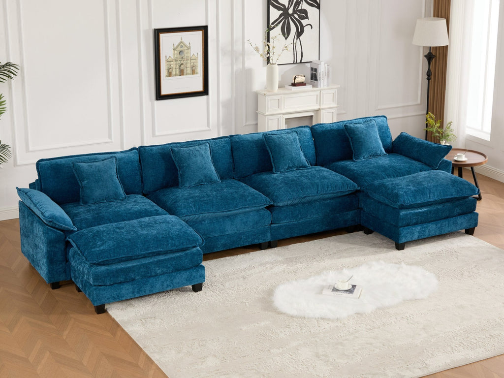 Modern Comfy Upholstered Seat Cushion Sectional Couch (Ottoman is Not Included)