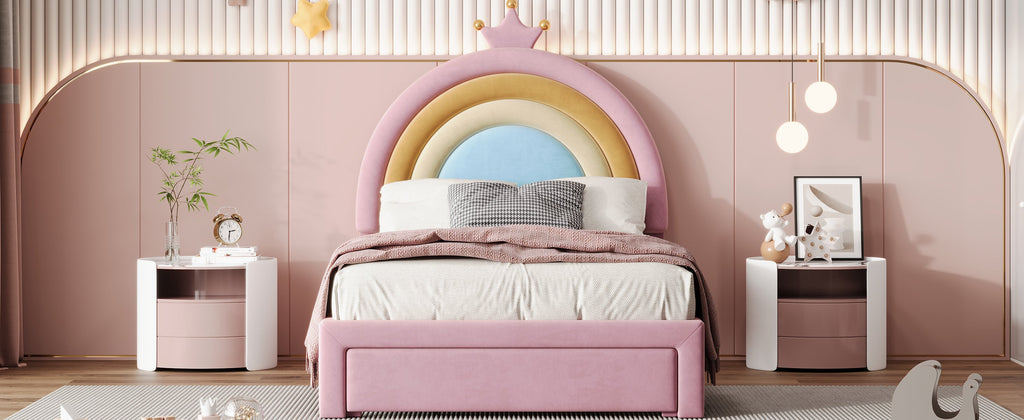 Twin/Full Size Rainbow Princess Platform Bed