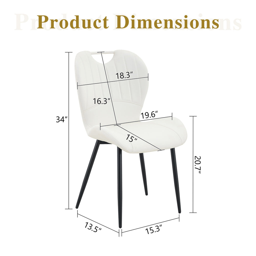 Set of 4 Fabric Dining Chairs Black Metal Frame Wide Cushioned Comfortable