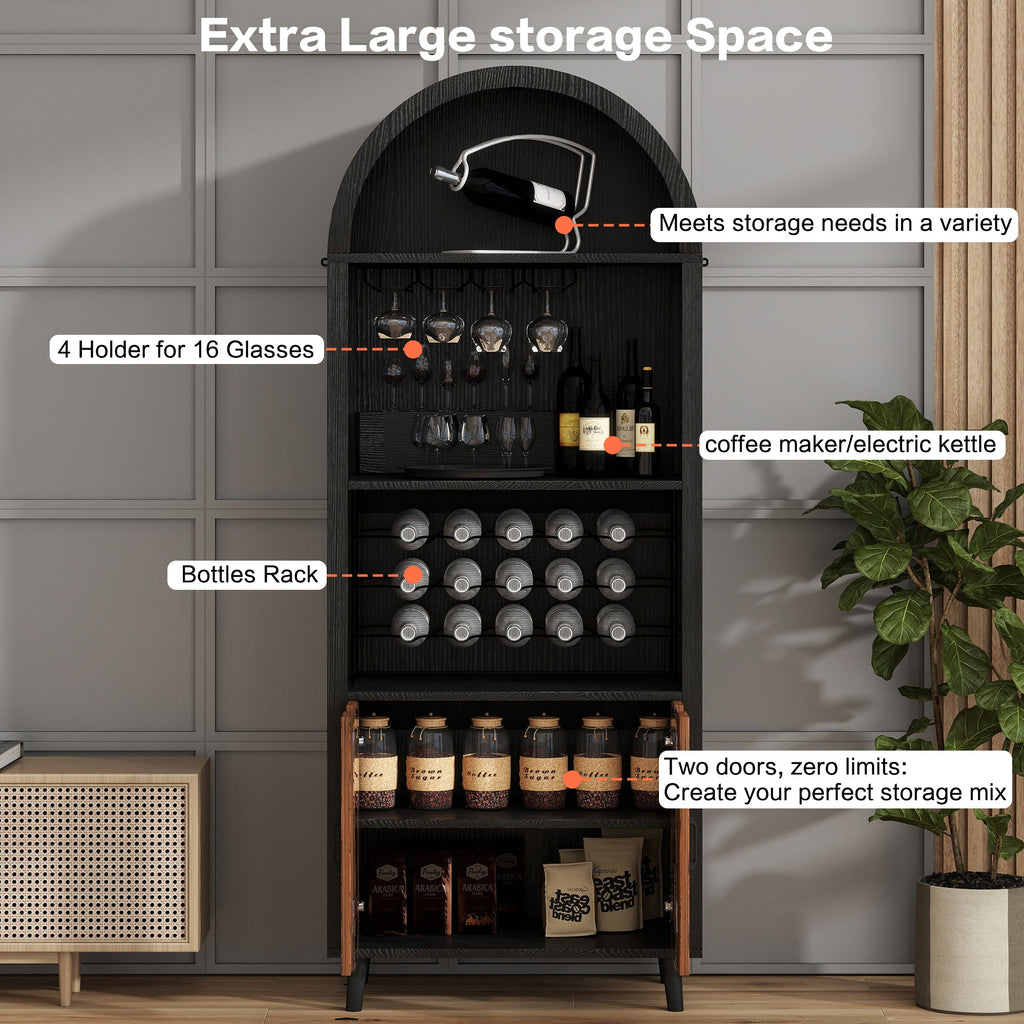 71'Farmhouse Arched Wine Bar Cabinet
