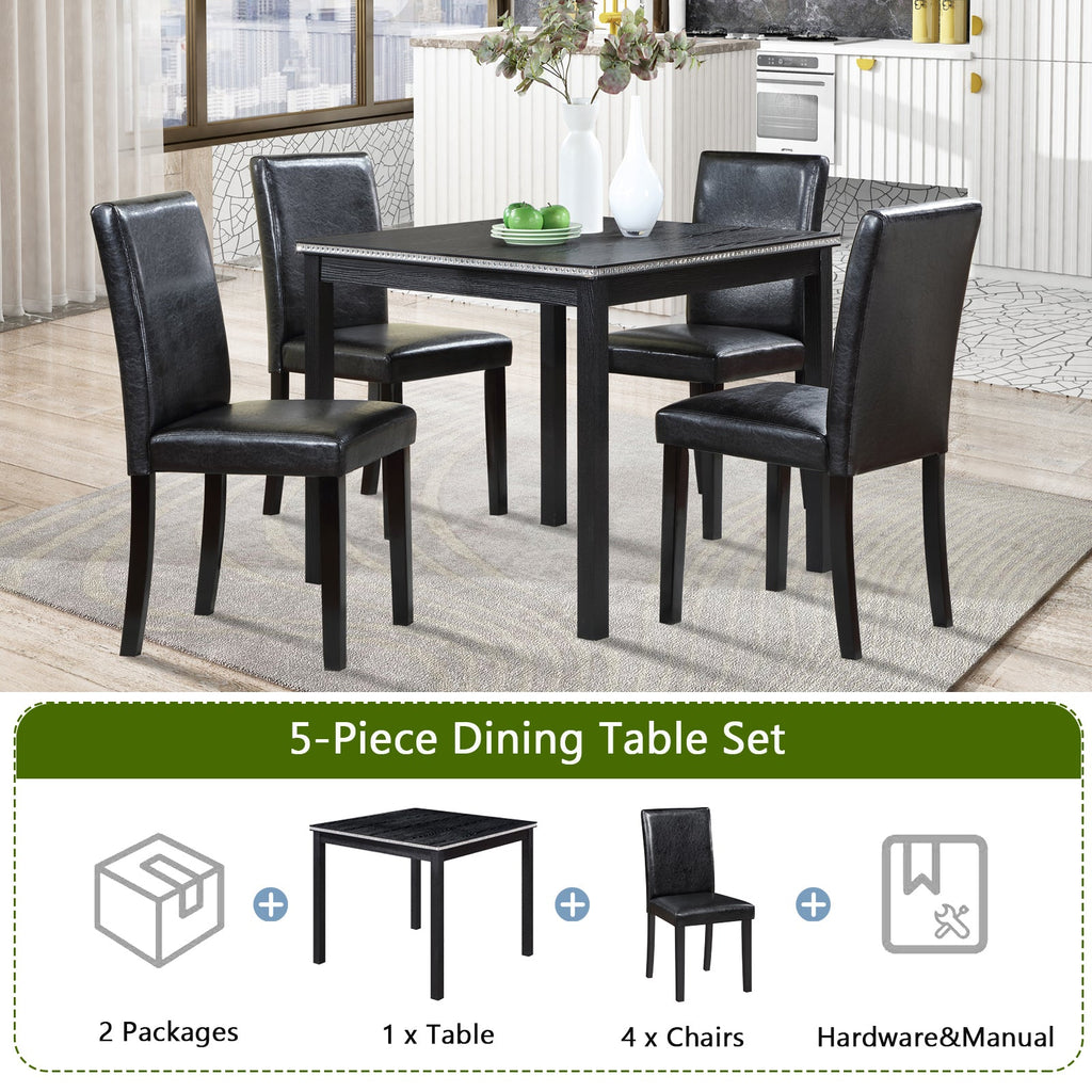 5Pcs Wooden Dining Table Set