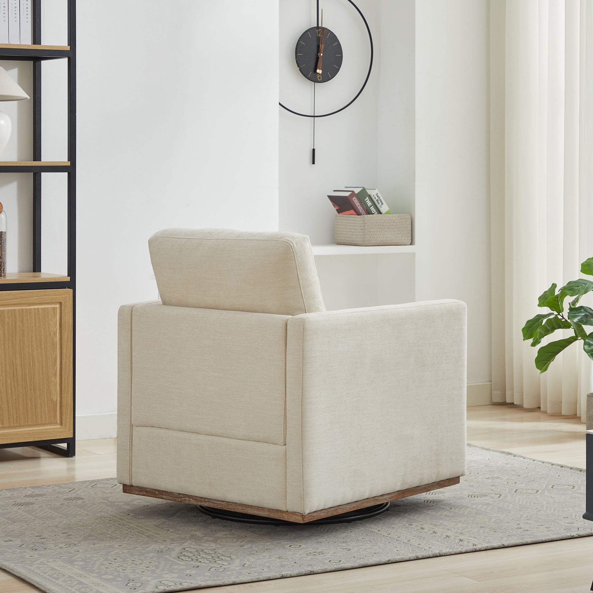 Modern Square Chenille Upholstered Swivel Accent Chair