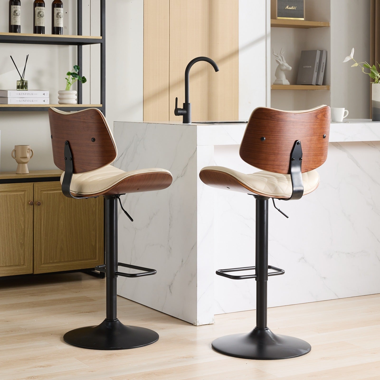 Mid Century Walnut Bentwood Bar Stools