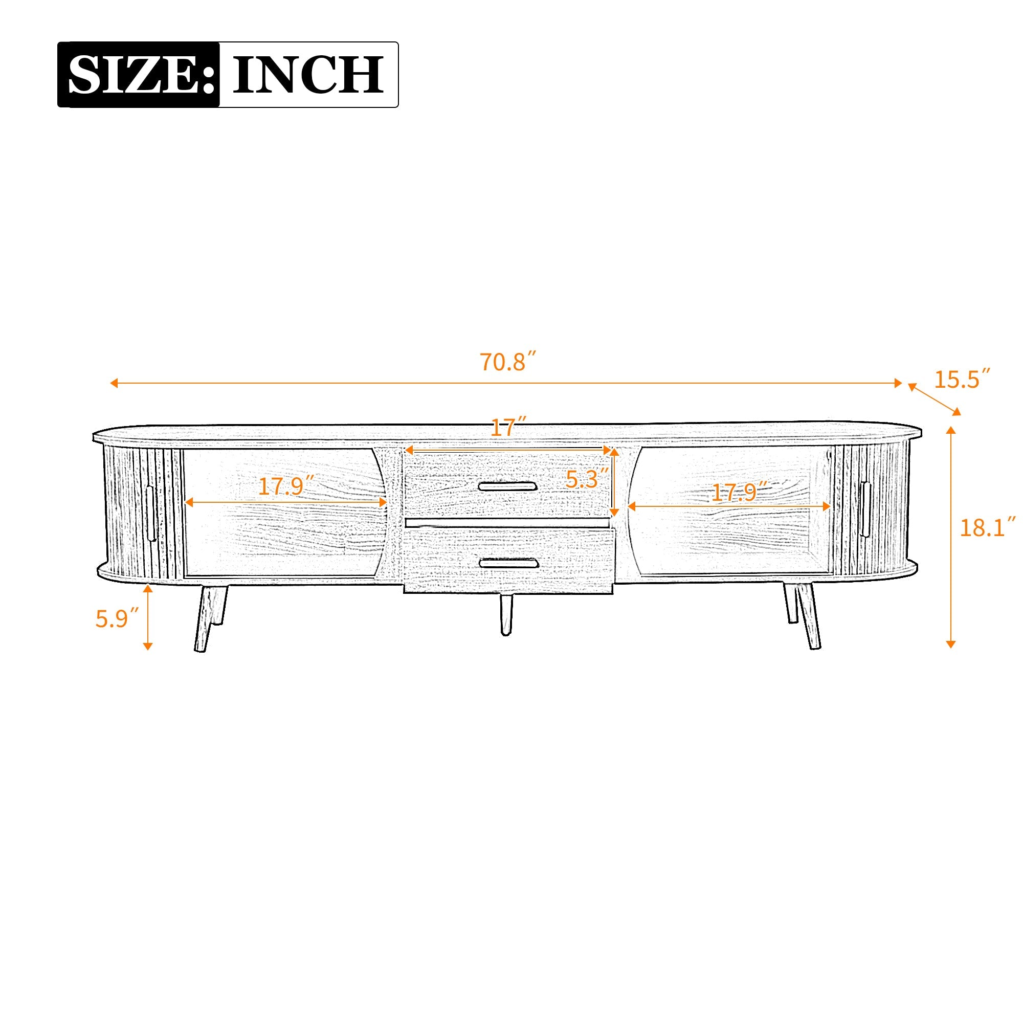 Mid-Century Modern TV Stand for 80' TV