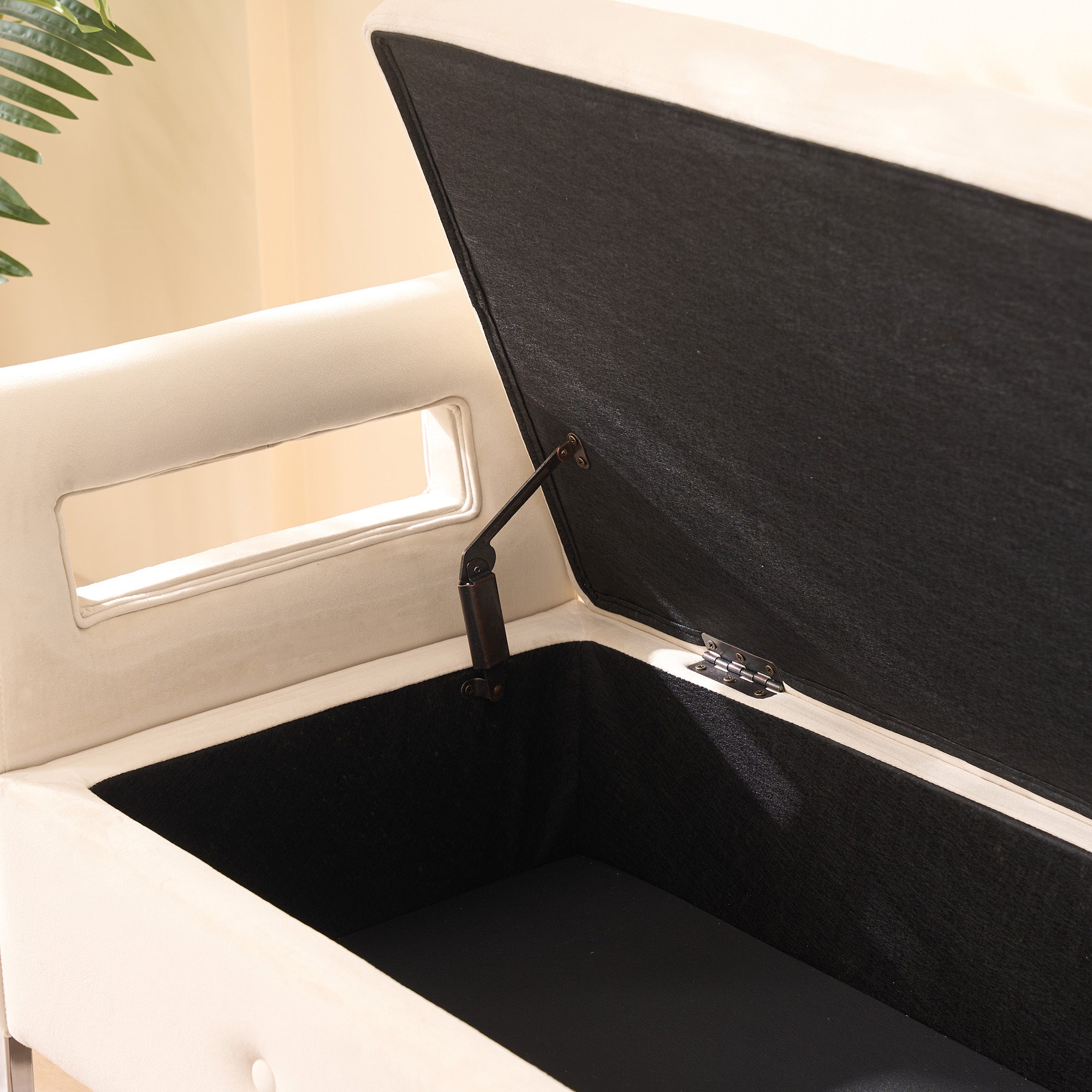 67.91' Wide Velvet Storage Soft Ottoman Bench with Armrests