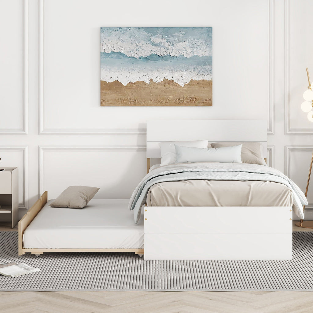 Modern Twin Bed Frame for White High Gloss Headboard and Footboard