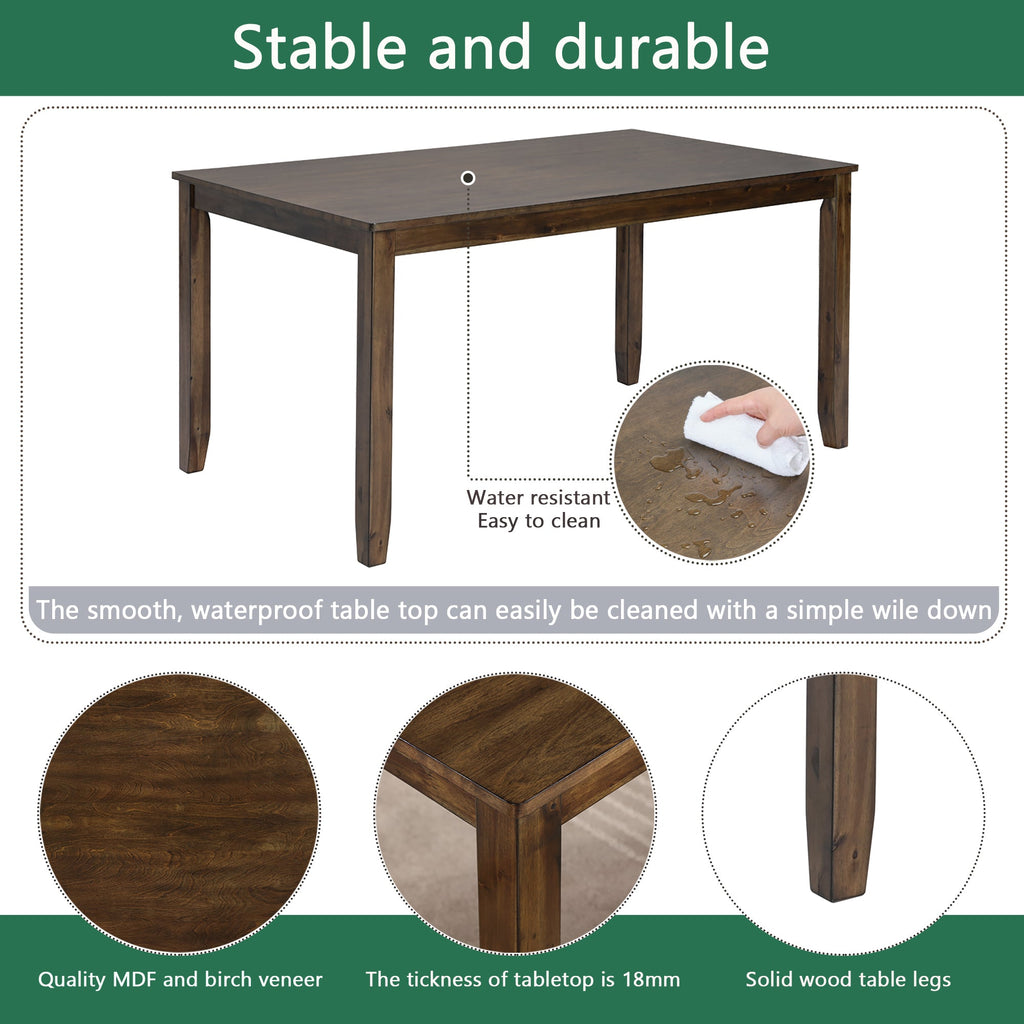 Elegant 6 Pieces Wooden Dining Table Set
