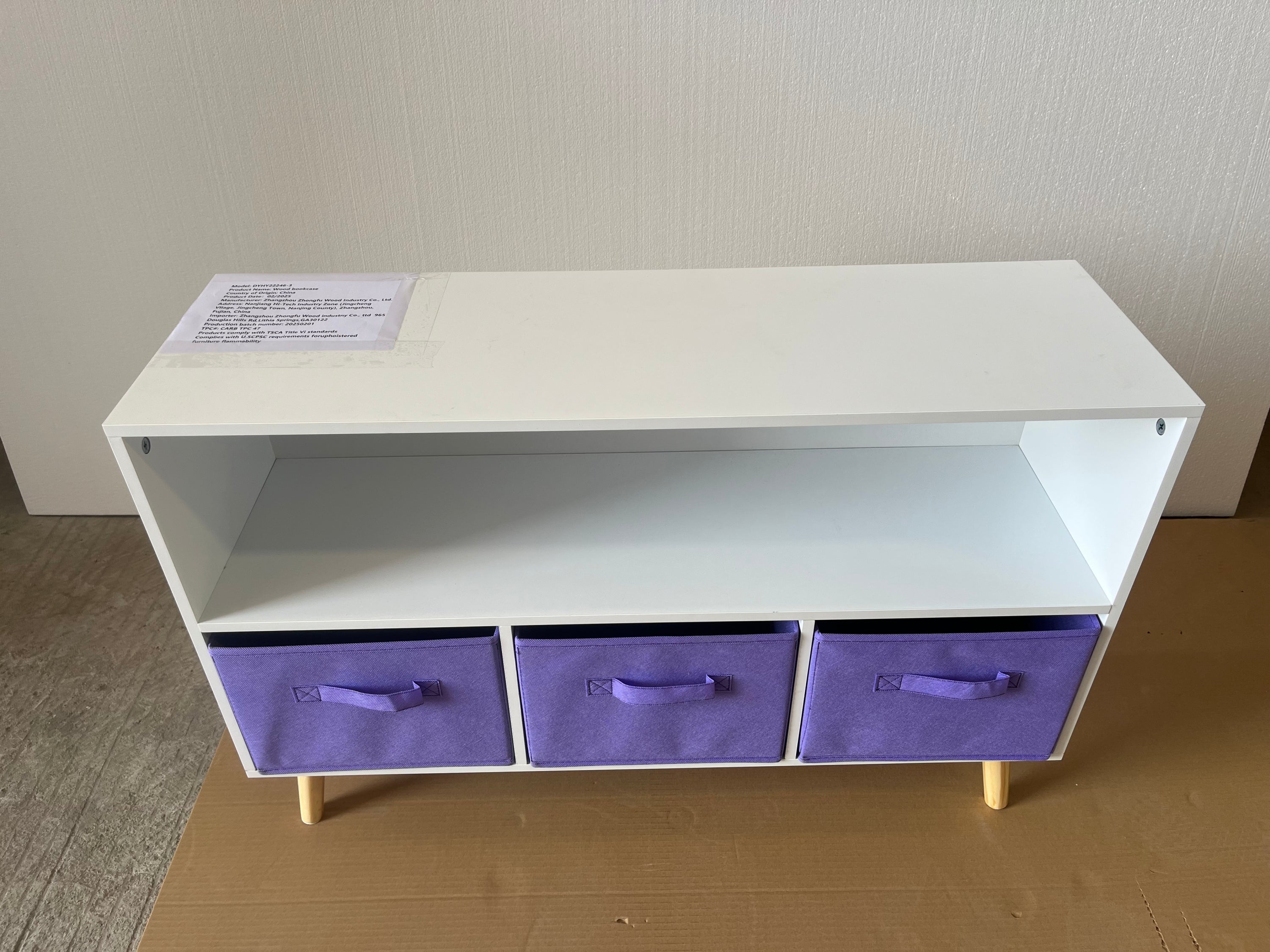 Children's Book Display Kids Bookcase with 3 Fabric Bins