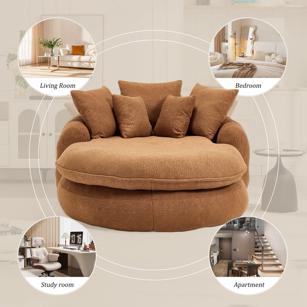 Oversized Oval Upholstered Bean Bag Sofa