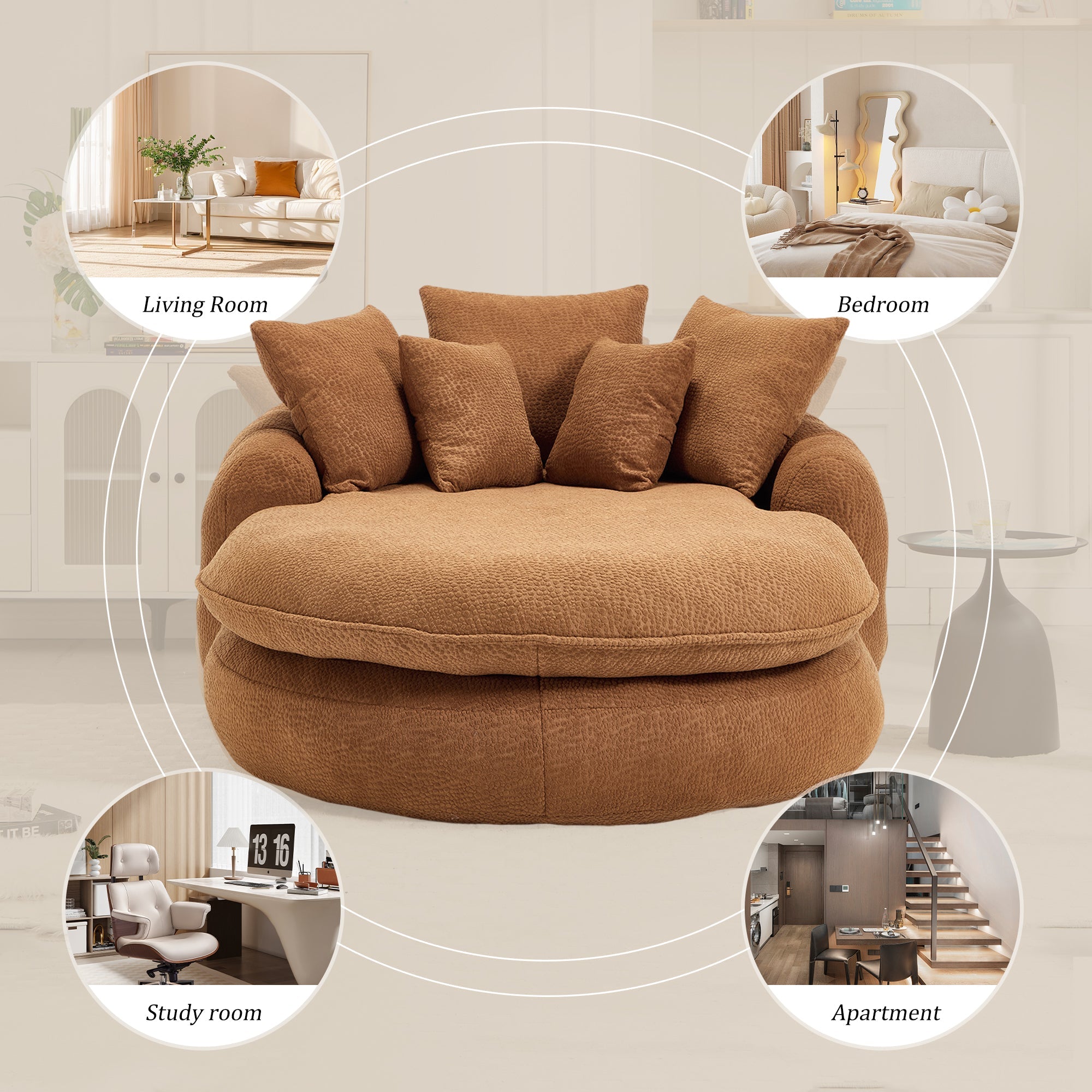 Oversized Oval Upholstered Bean Bag Sofa
