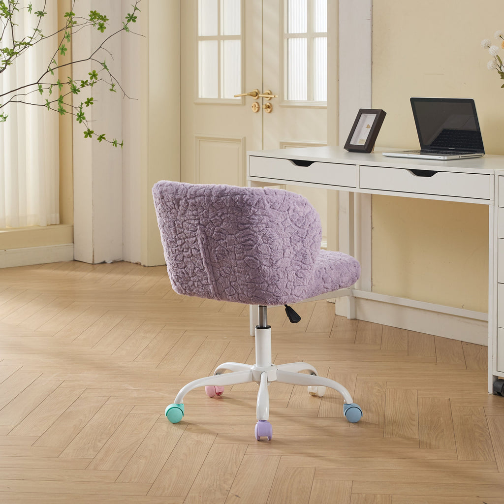 Artificial Rabbit Hair Adjustable Office Chair with Metal Base