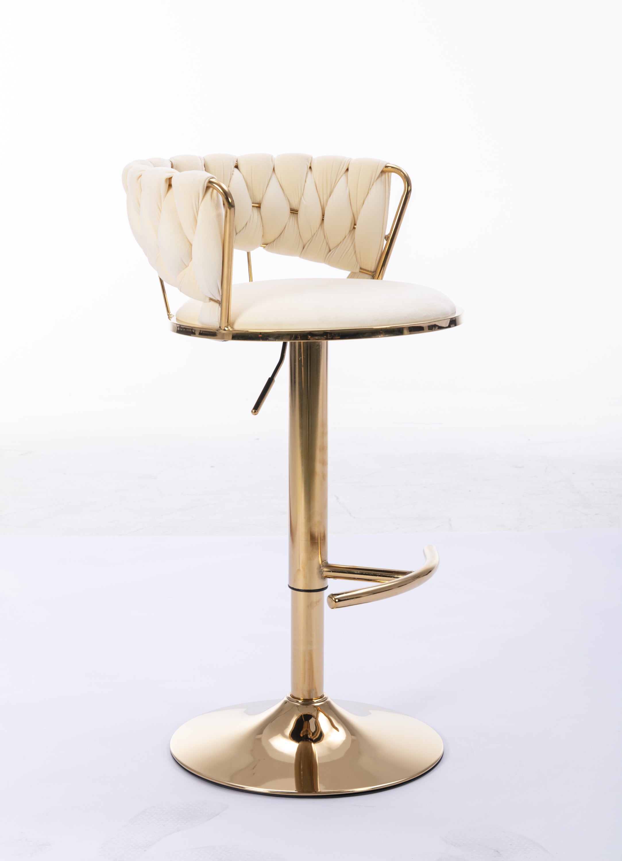 Swivel Height Adjustable Velvet Bar Stools with Golden Leg (Set of 2 )