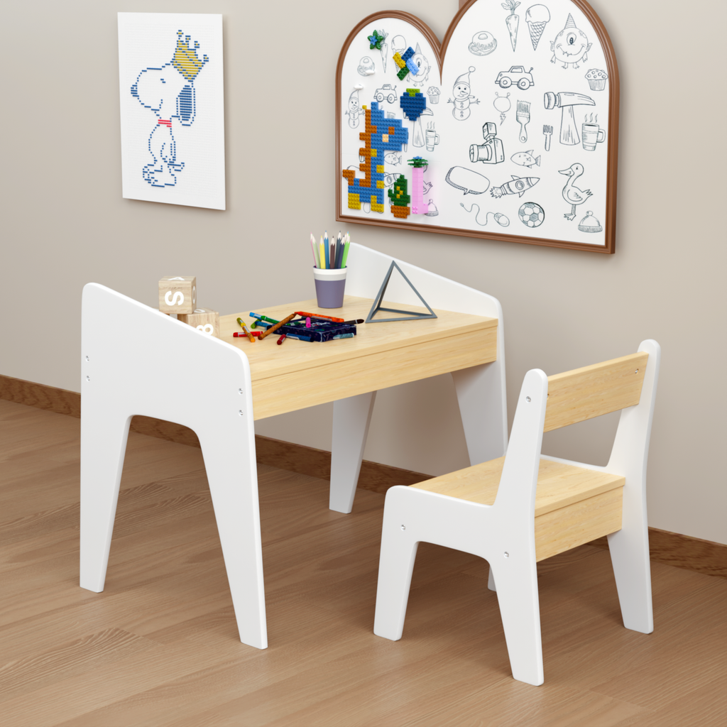 Kids Wooden Table Set with One Chair