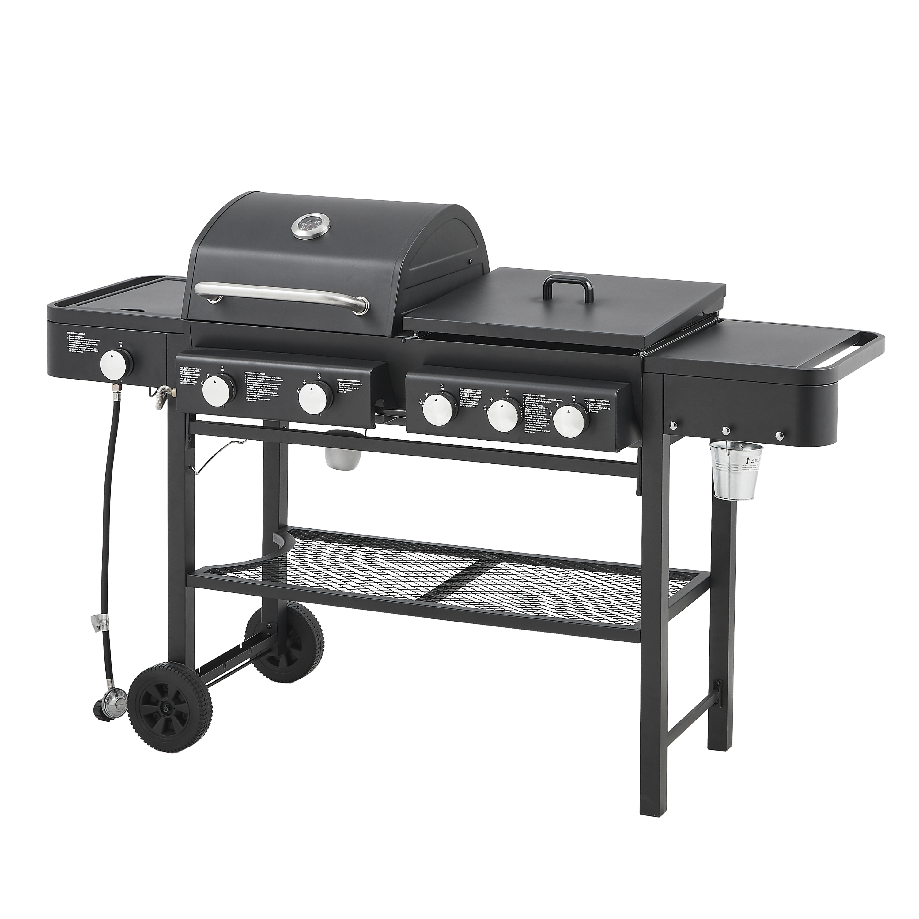 All-in-One 5 Burner Propane Gas Grill Griddle Combo 56000 BTU Heavy Duty Backyard BBQ