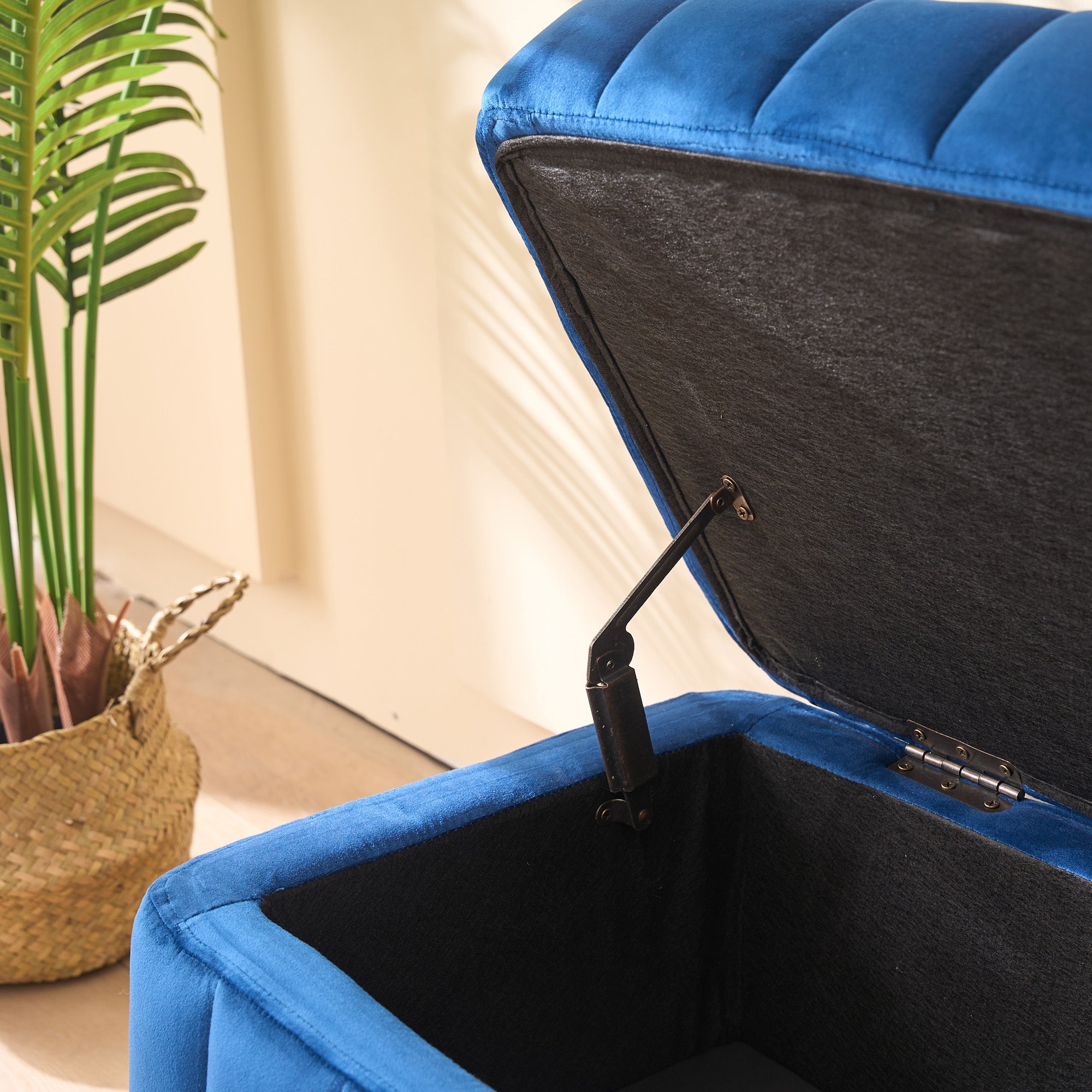 49.21' Wide Velvet Storage Soft Bench Footstool Ottoman
