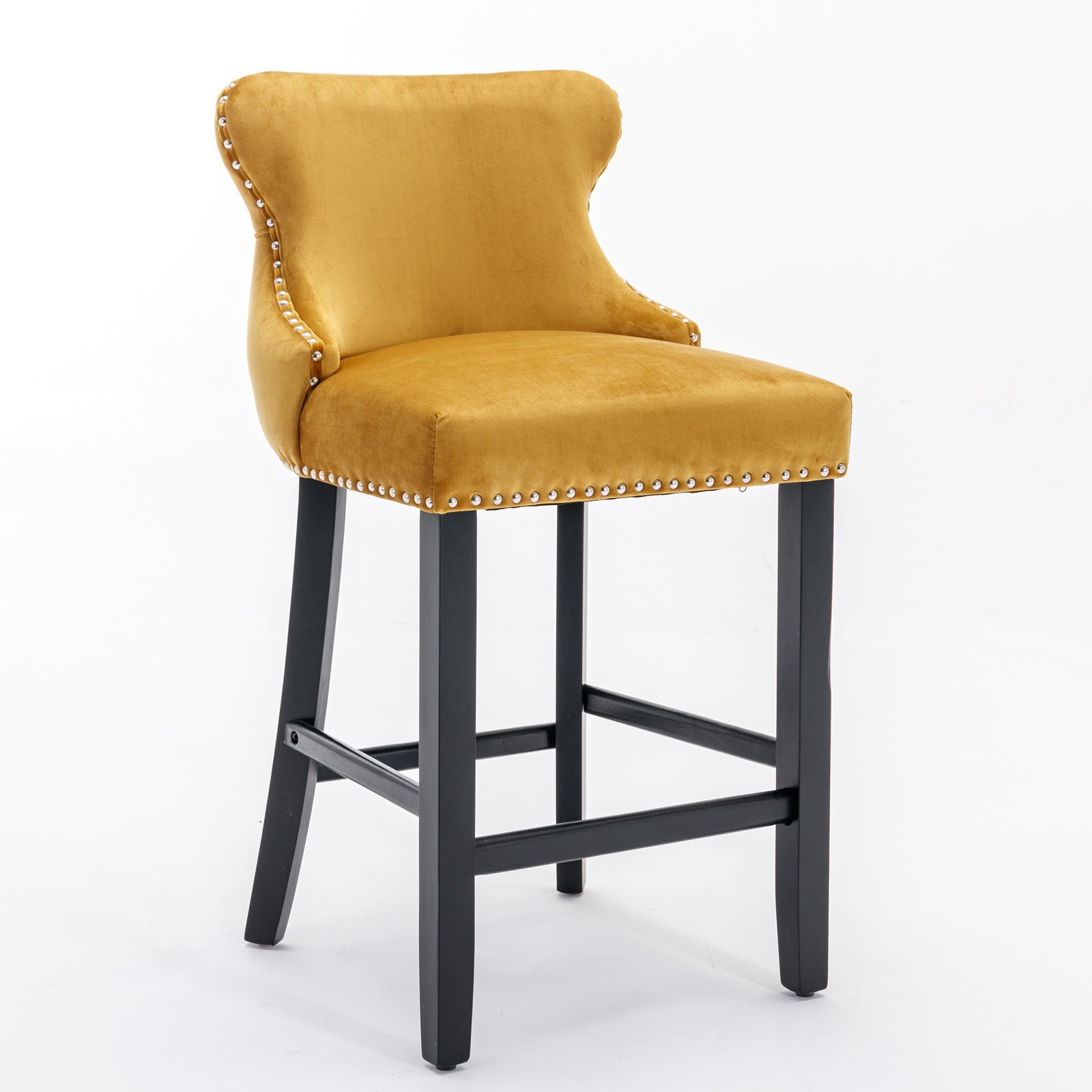 Leisure Style Velvet Upholstered Wing-Back Barstools (Set of 2)